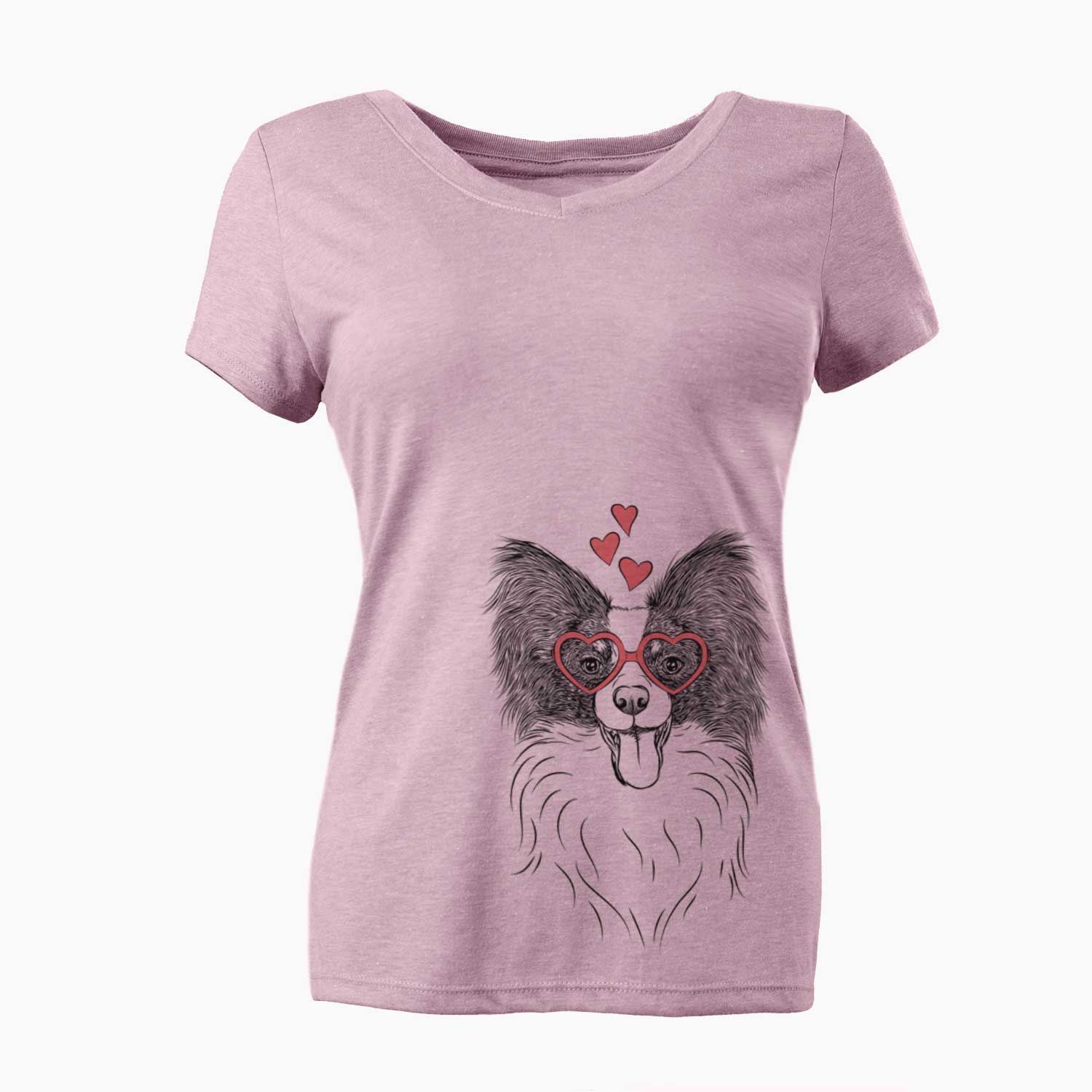 Valentine Patrick the Papillon - Women's V-neck Shirt