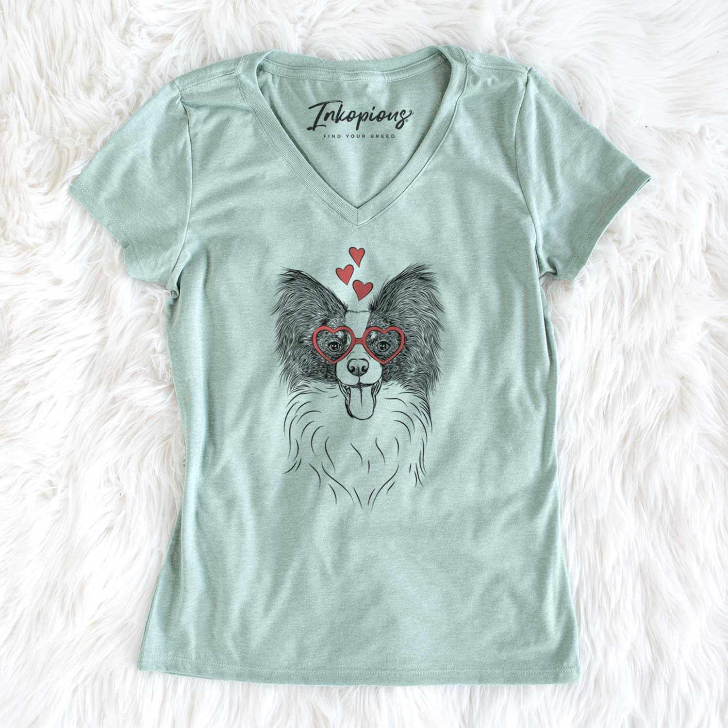 Valentine Patrick the Papillon - Women's V-neck Shirt