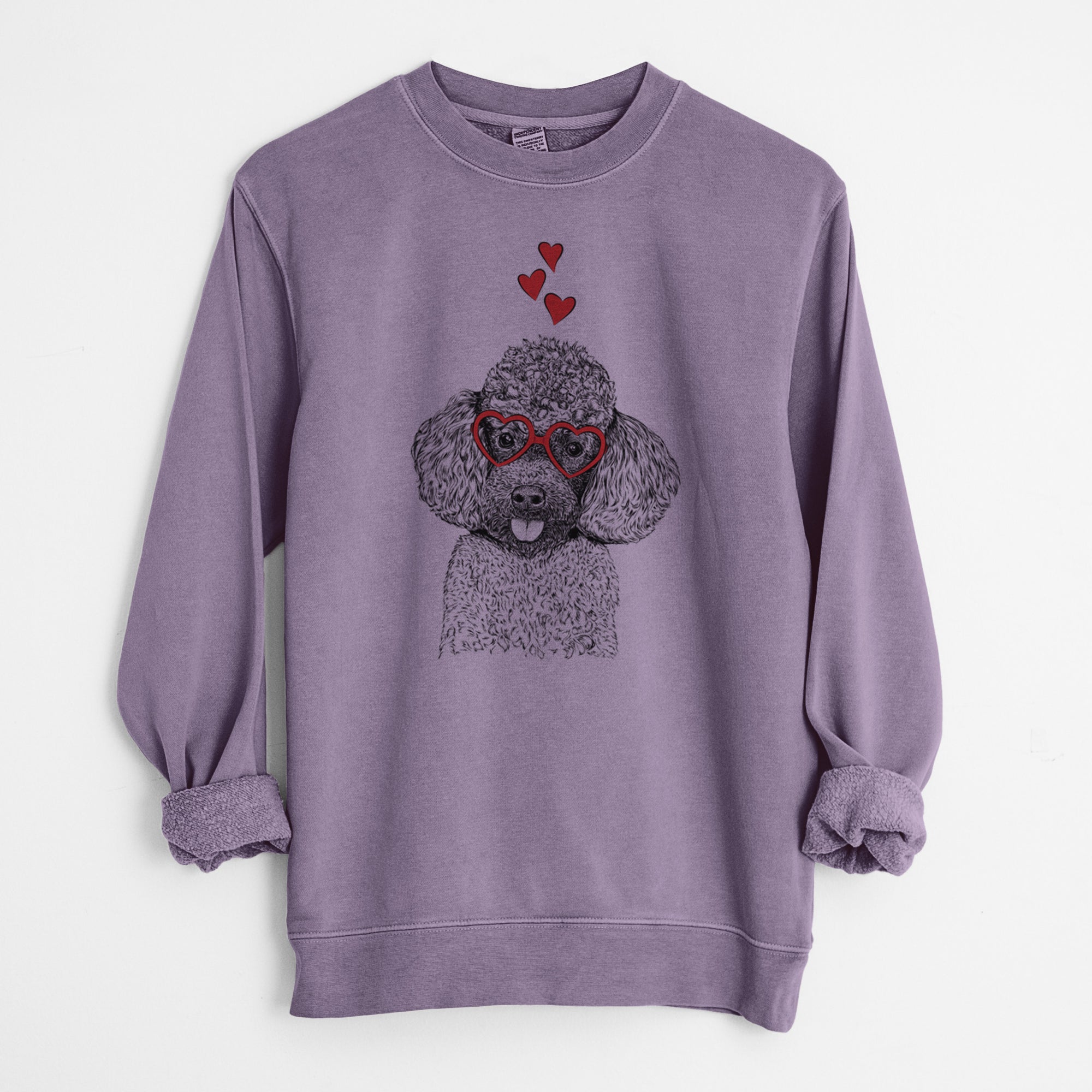 Valentine George the Toy Poodle - Unisex Pigment Dyed Crew Sweatshirt