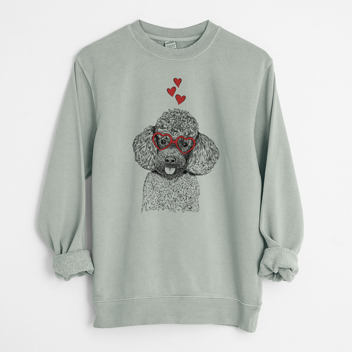 Valentine George the Toy Poodle - Unisex Pigment Dyed Crew Sweatshirt
