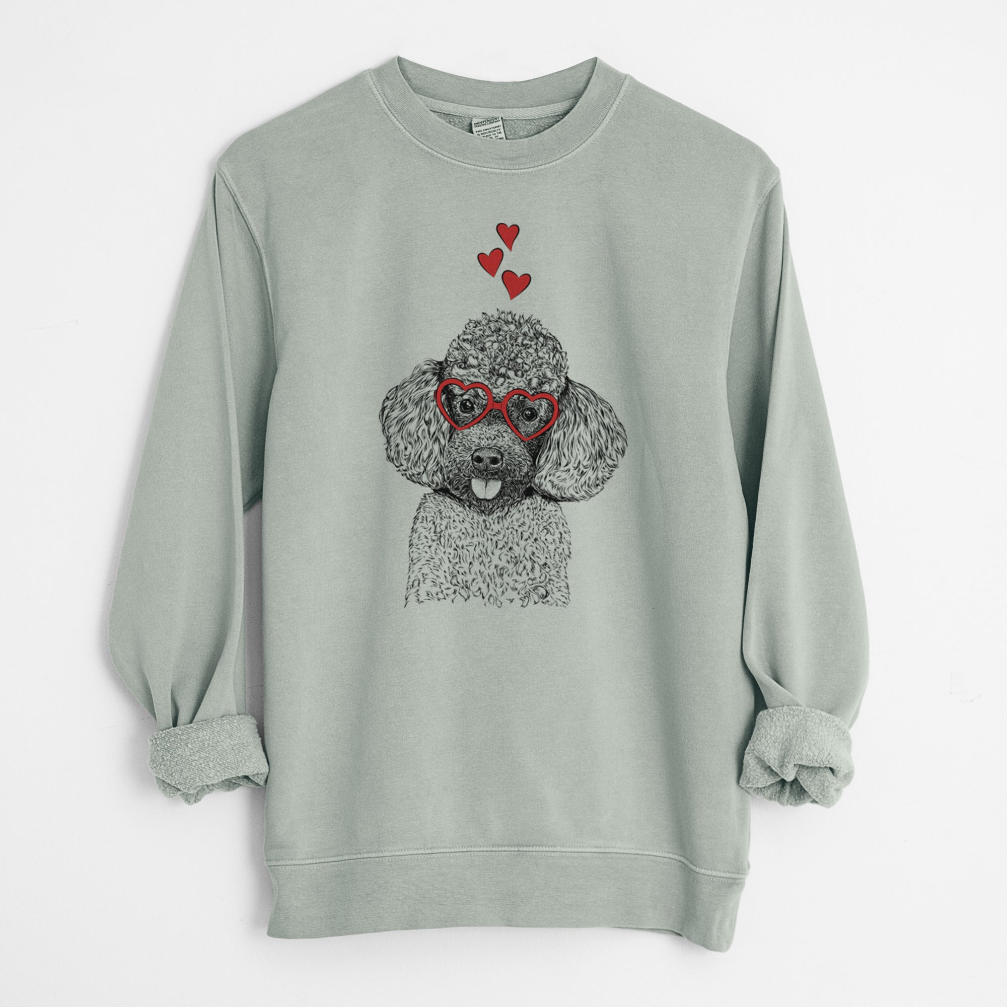 Valentine George the Toy Poodle - Unisex Pigment Dyed Crew Sweatshirt