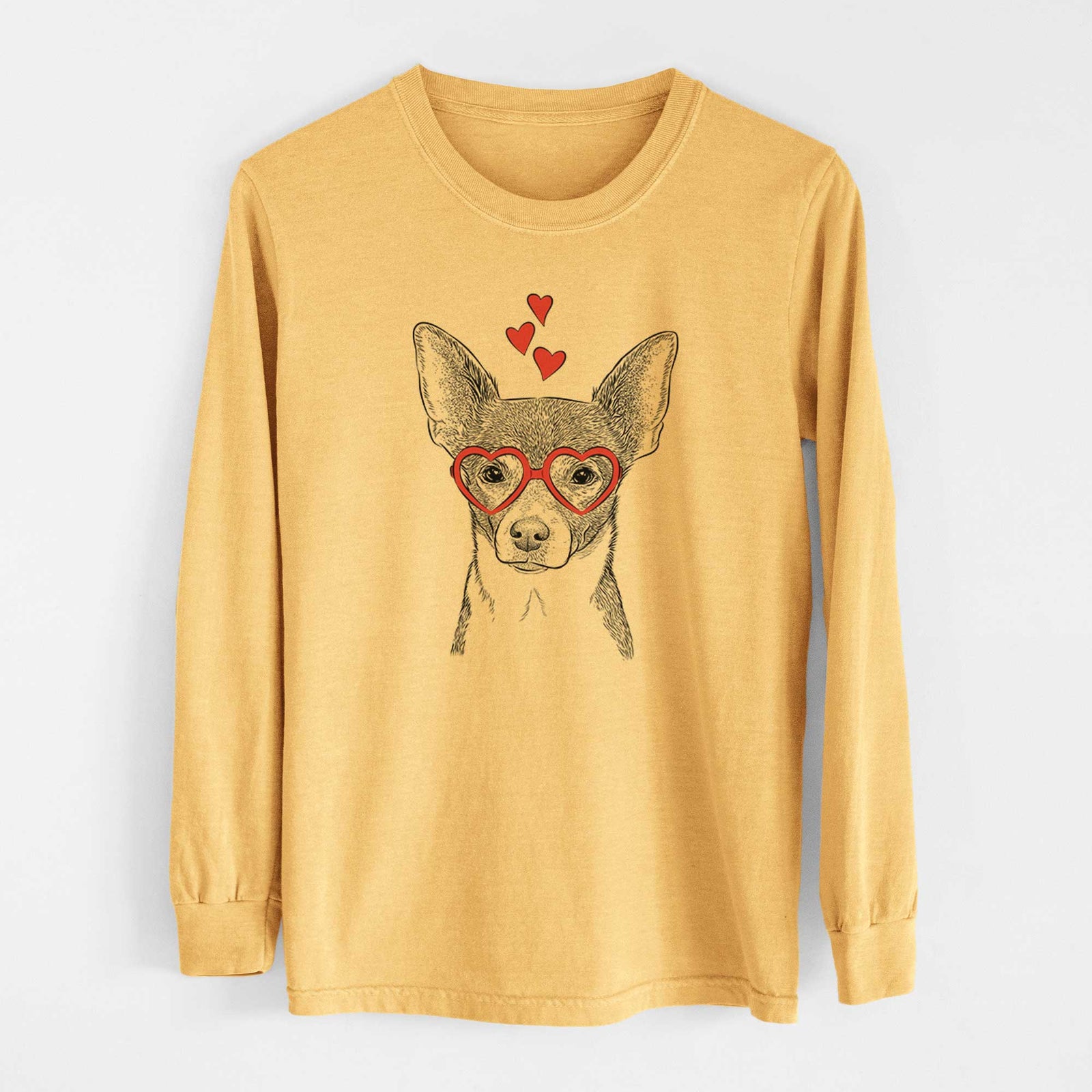 Valentine Peanut the Chihuahua - Heavyweight 100% Cotton Long Sleeve