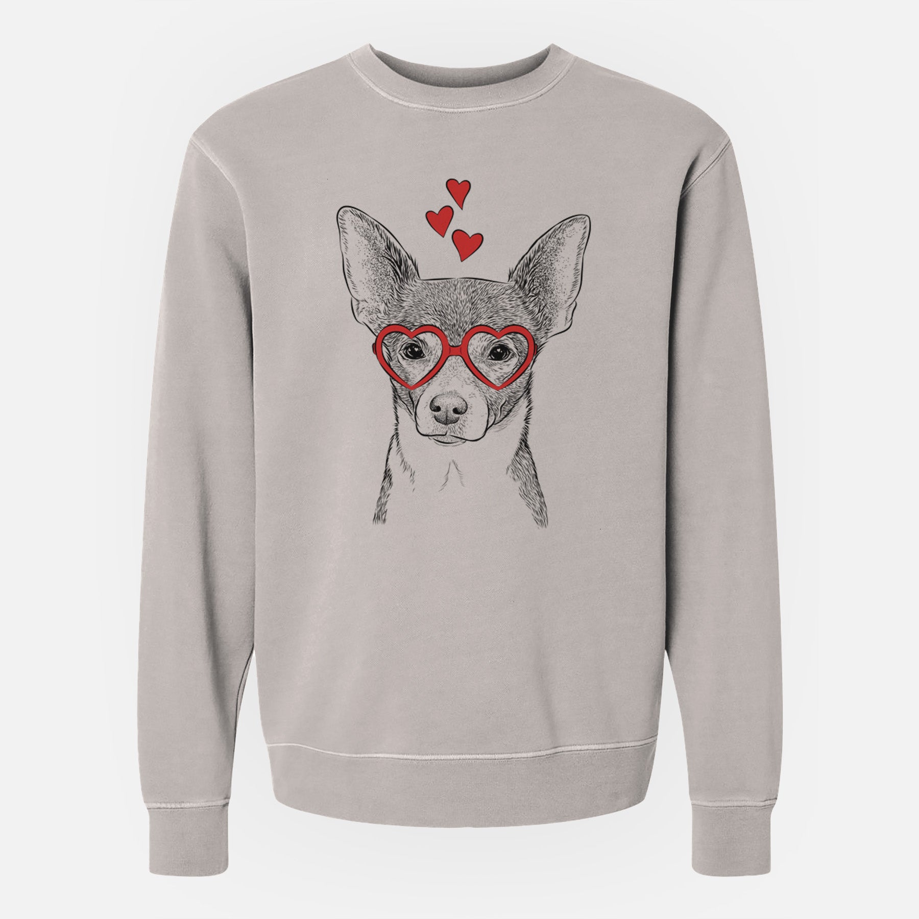 Valentine Peanut the Chihuahua - Unisex Pigment Dyed Crew Sweatshirt