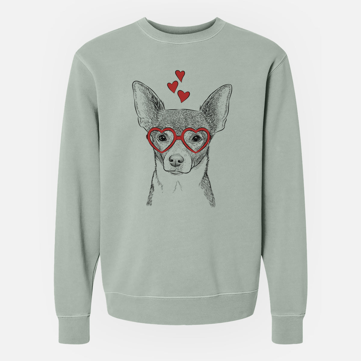 Valentine Peanut the Chihuahua - Unisex Pigment Dyed Crew Sweatshirt