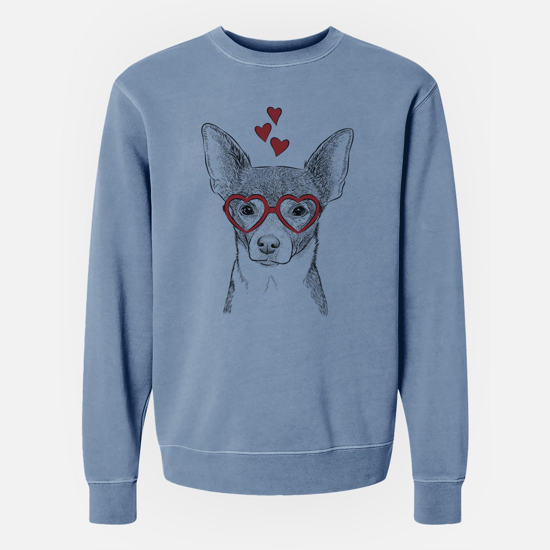 Valentine Peanut the Chihuahua - Unisex Pigment Dyed Crew Sweatshirt