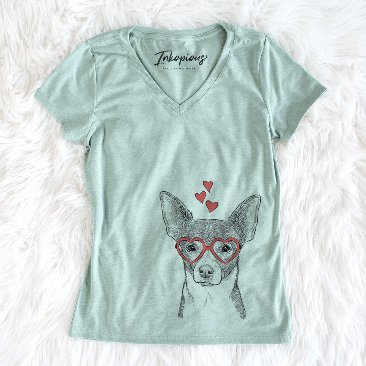 Valentine Peanut the Chihuahua - Women&#39;s V-neck Shirt