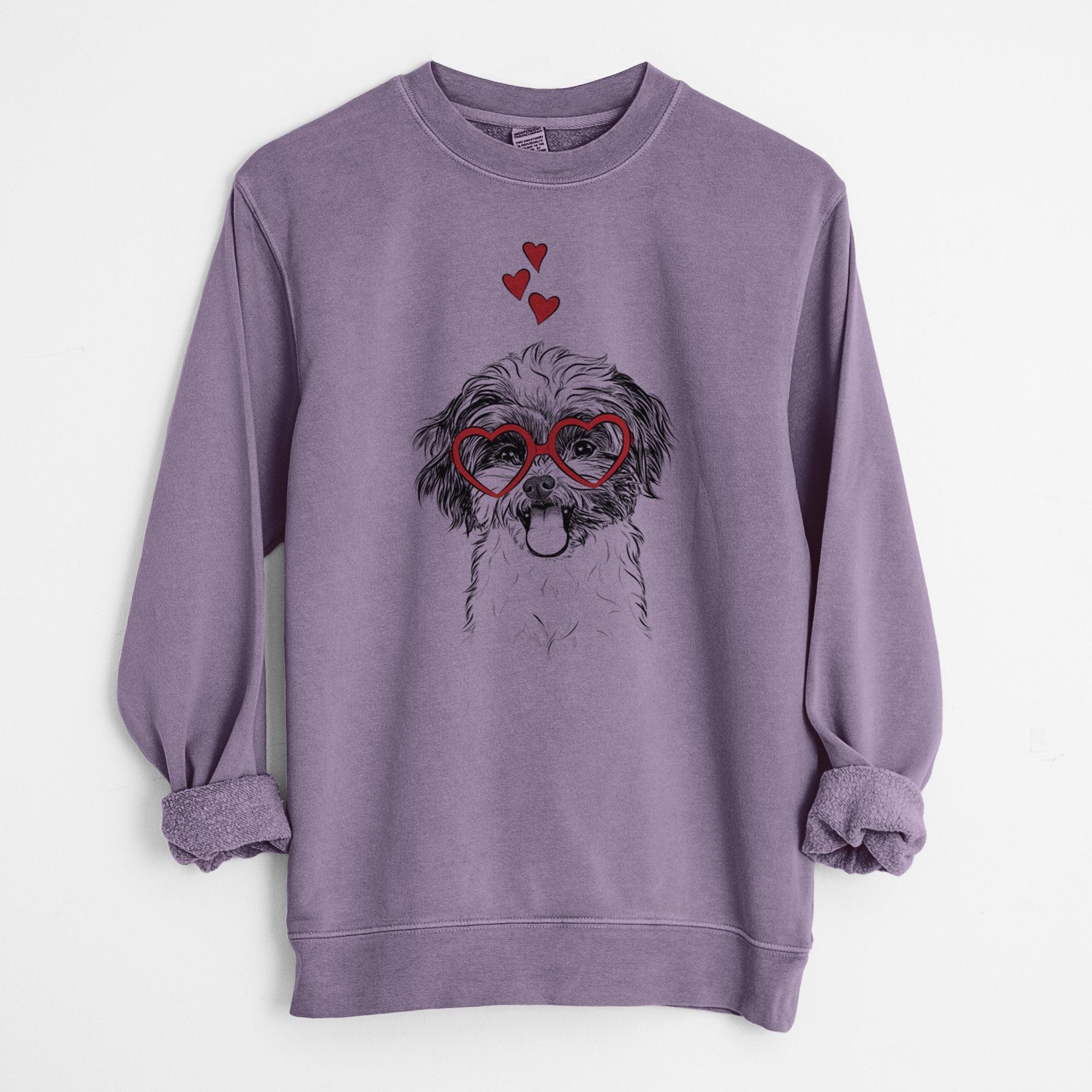 Valentine Pepper the Shihpoo - Unisex Pigment Dyed Crew Sweatshirt