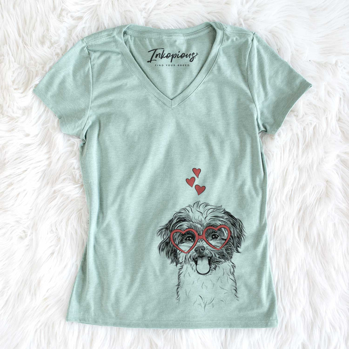 Valentine Pepper the Shihpoo - Women&#39;s V-neck Shirt