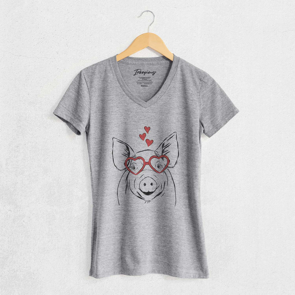 Valentine Perry the Pig - Women's V-neck Shirt
