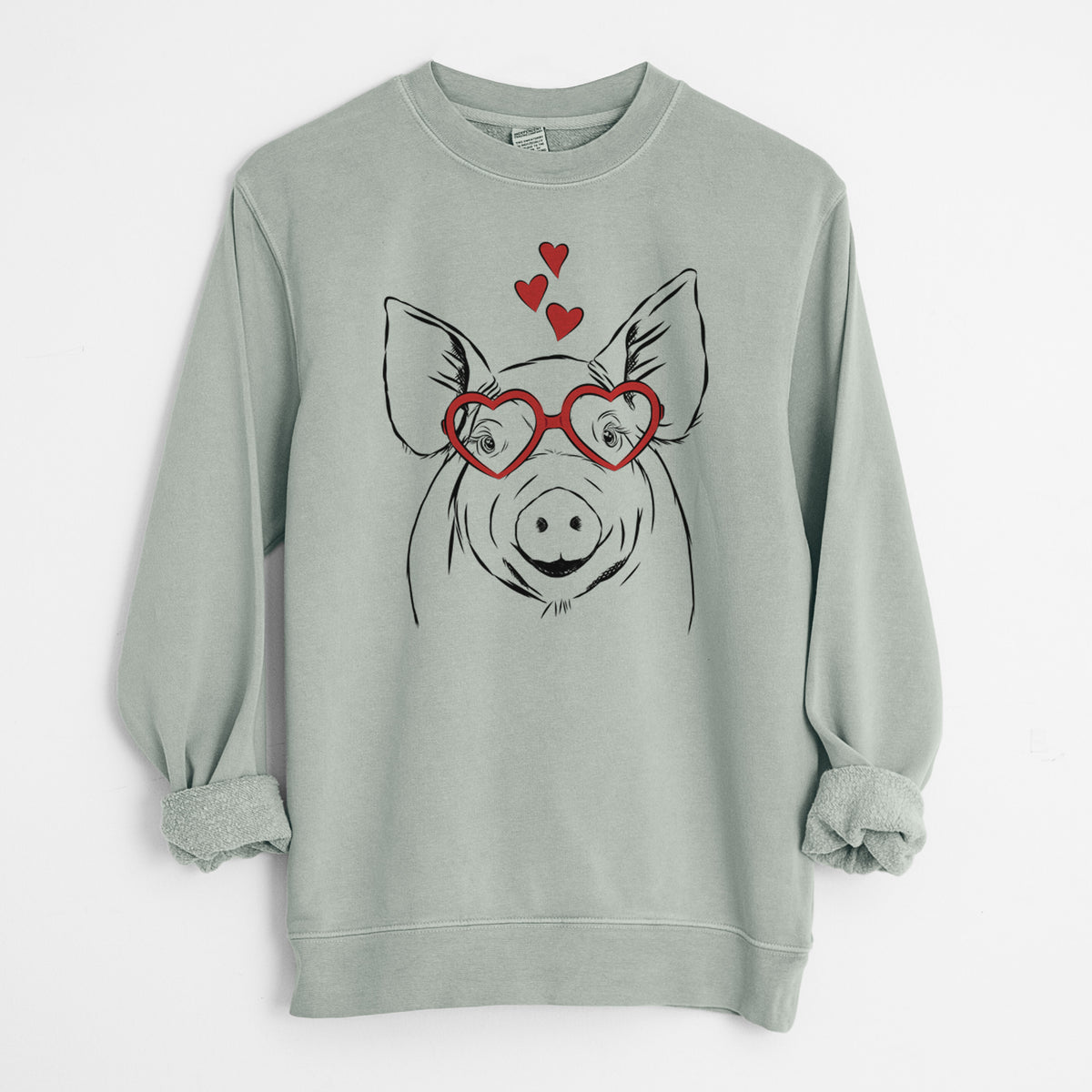 Valentine Perry the Pig - Unisex Pigment Dyed Crew Sweatshirt