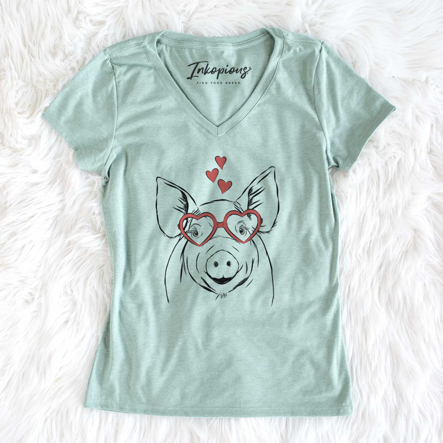 Valentine Perry the Pig - Women's V-neck Shirt