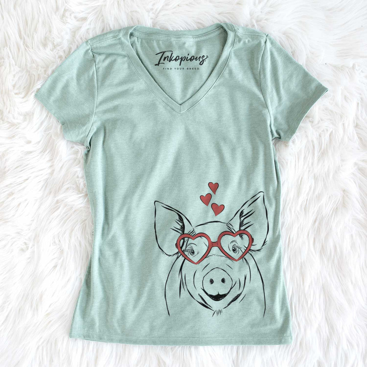 Valentine Perry the Pig - Women&#39;s V-neck Shirt