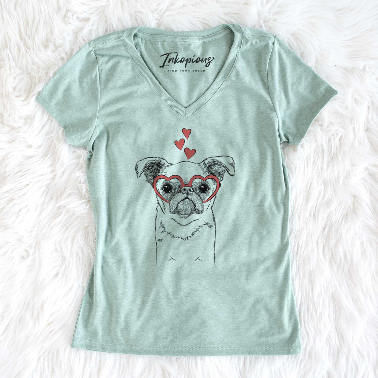 Valentine Petit Penny the Brussels Griffon - Women's V-neck Shirt