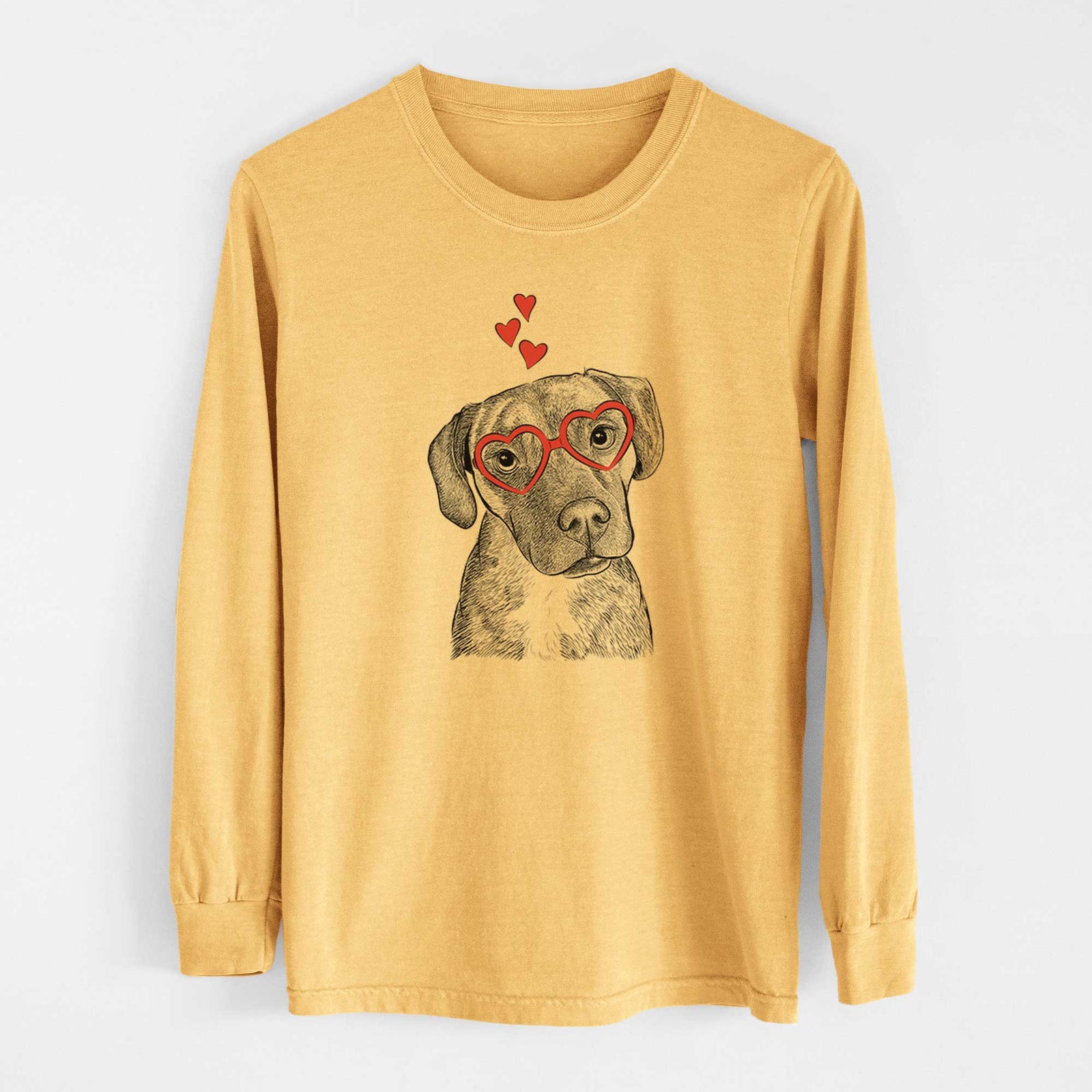 Valentine Peyton Manning the Beagle Bulldog Mix - Heavyweight 100% Cotton Long Sleeve