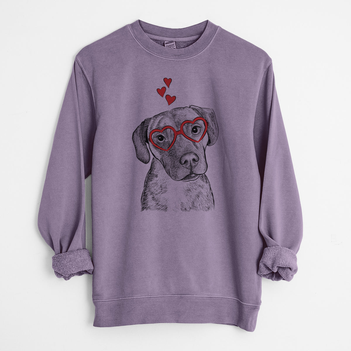 Valentine Peyton Manning the Beagle Bulldog Mix - Unisex Pigment Dyed Crew Sweatshirt