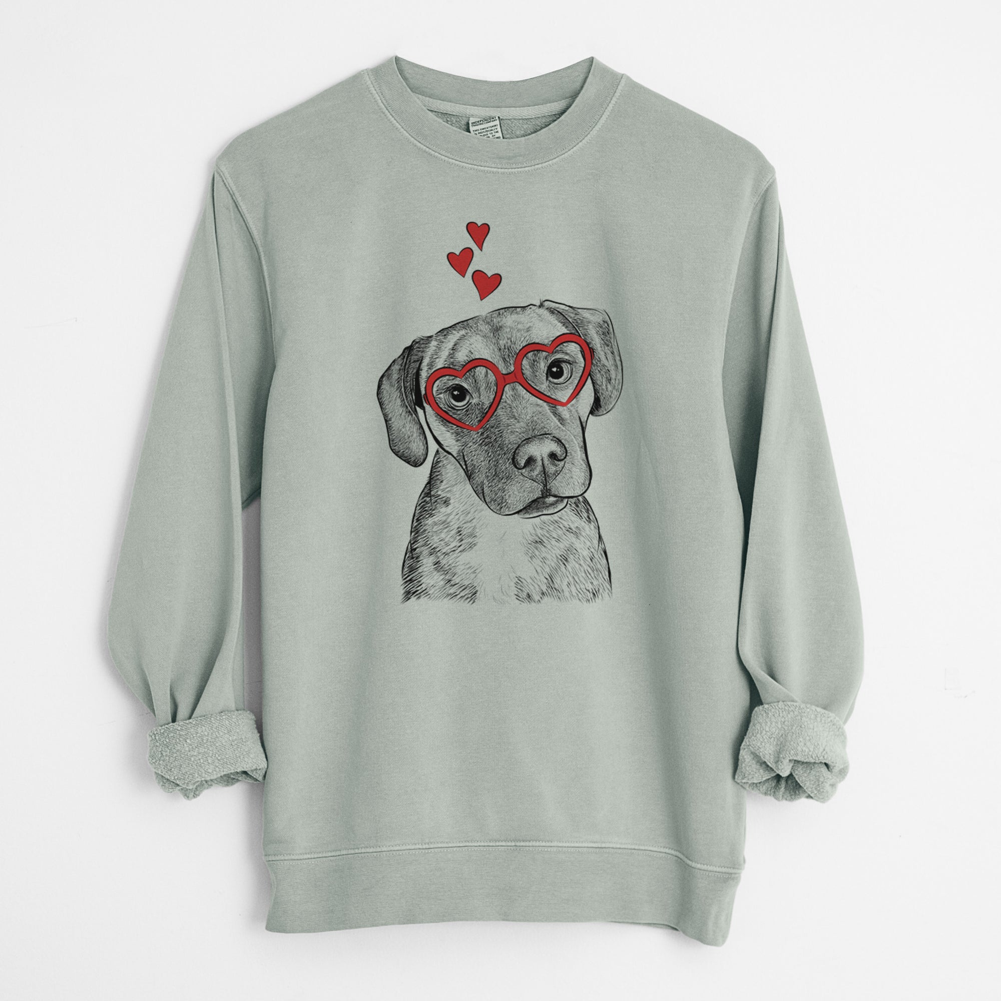 Valentine Peyton Manning the Beagle Bulldog Mix - Unisex Pigment Dyed Crew Sweatshirt