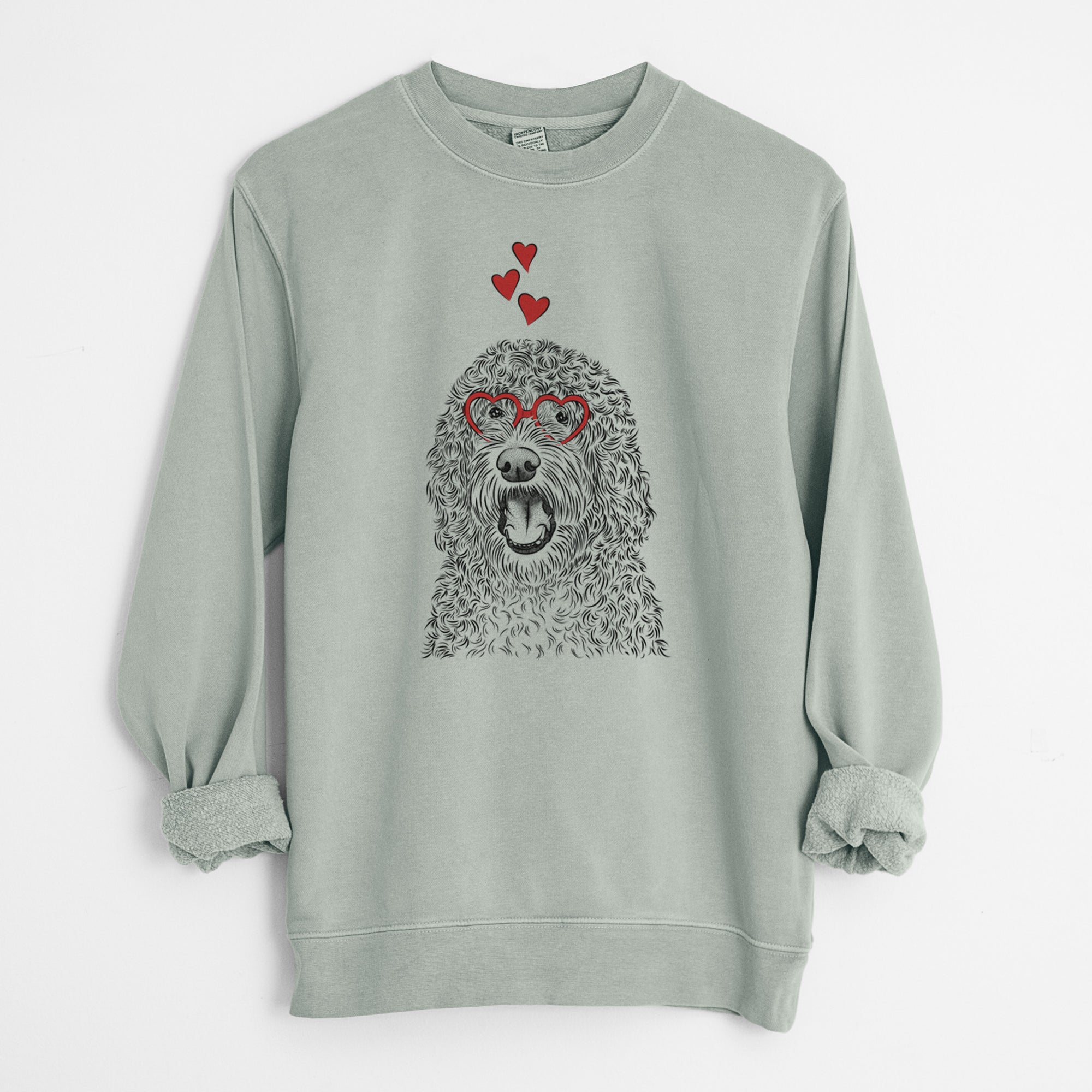 Valentine Phillip the Portuguese Water Dog - Unisex Pigment Dyed Crew Sweatshirt