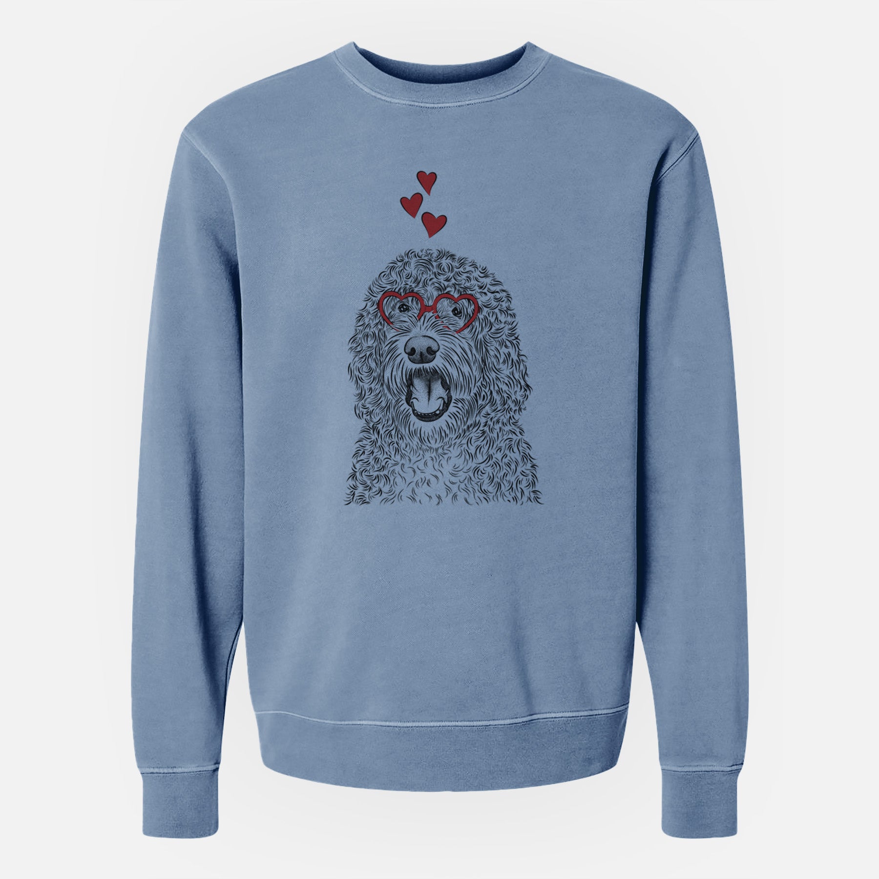 Valentine Phillip the Portuguese Water Dog - Unisex Pigment Dyed Crew Sweatshirt