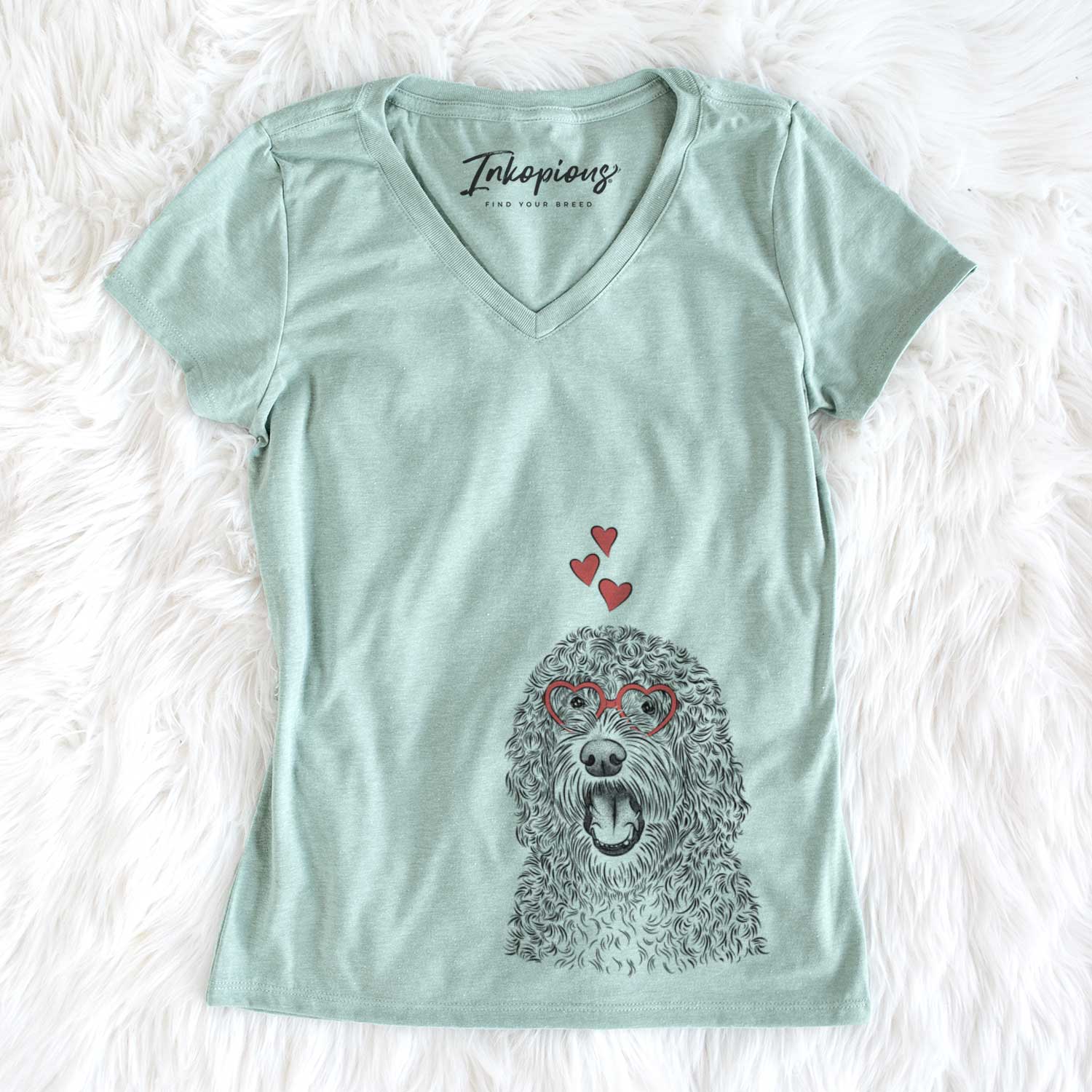 Valentine Phillip the Portuguese Water Dog - Women's V-neck Shirt