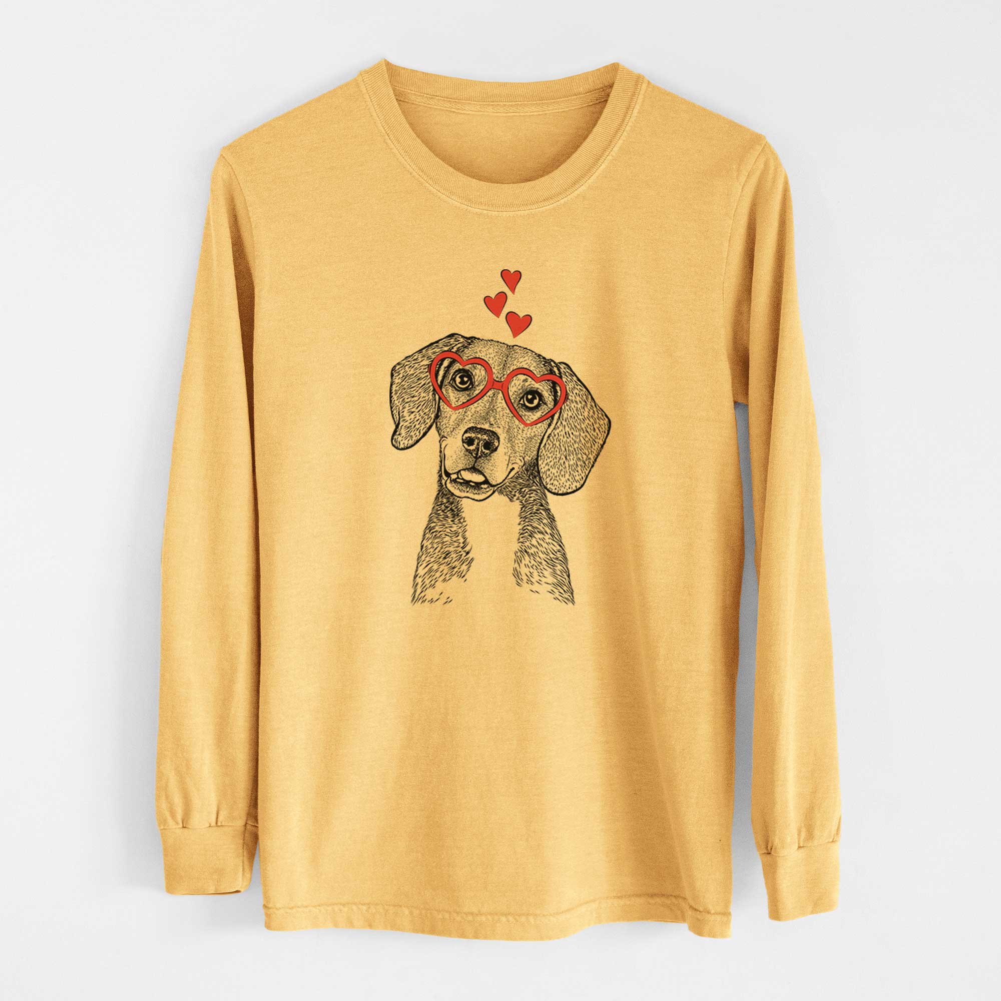 Valentine Piggy the Beagle Mix - Heavyweight 100% Cotton Long Sleeve