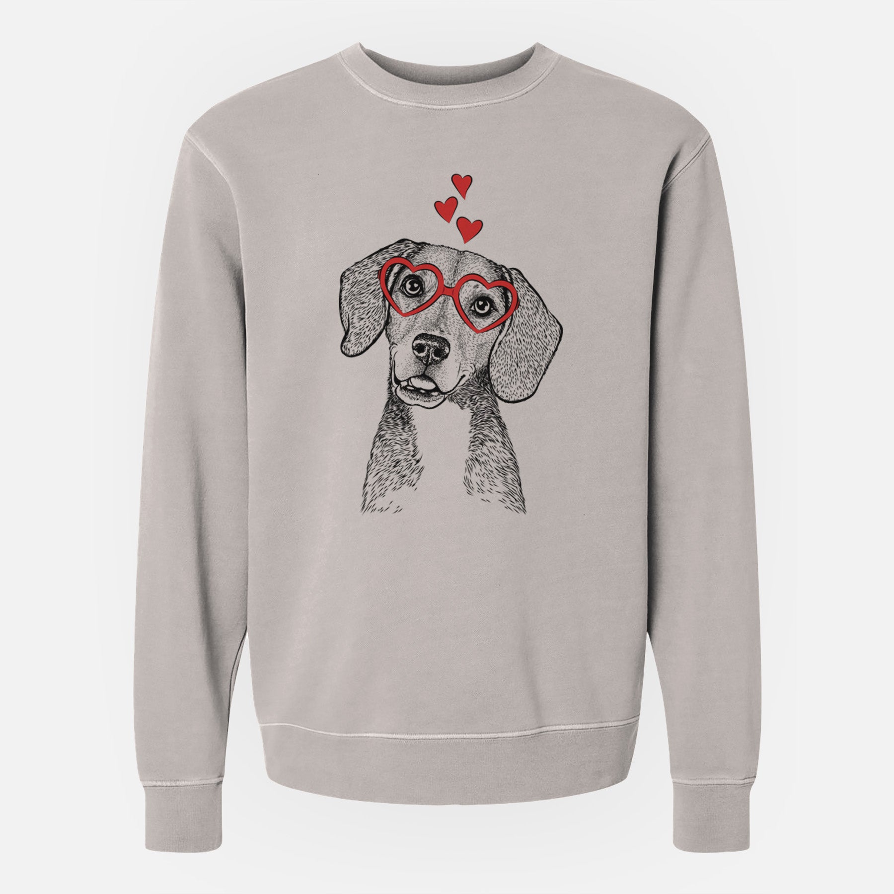 Valentine Piggy the Beagle Mix - Unisex Pigment Dyed Crew Sweatshirt