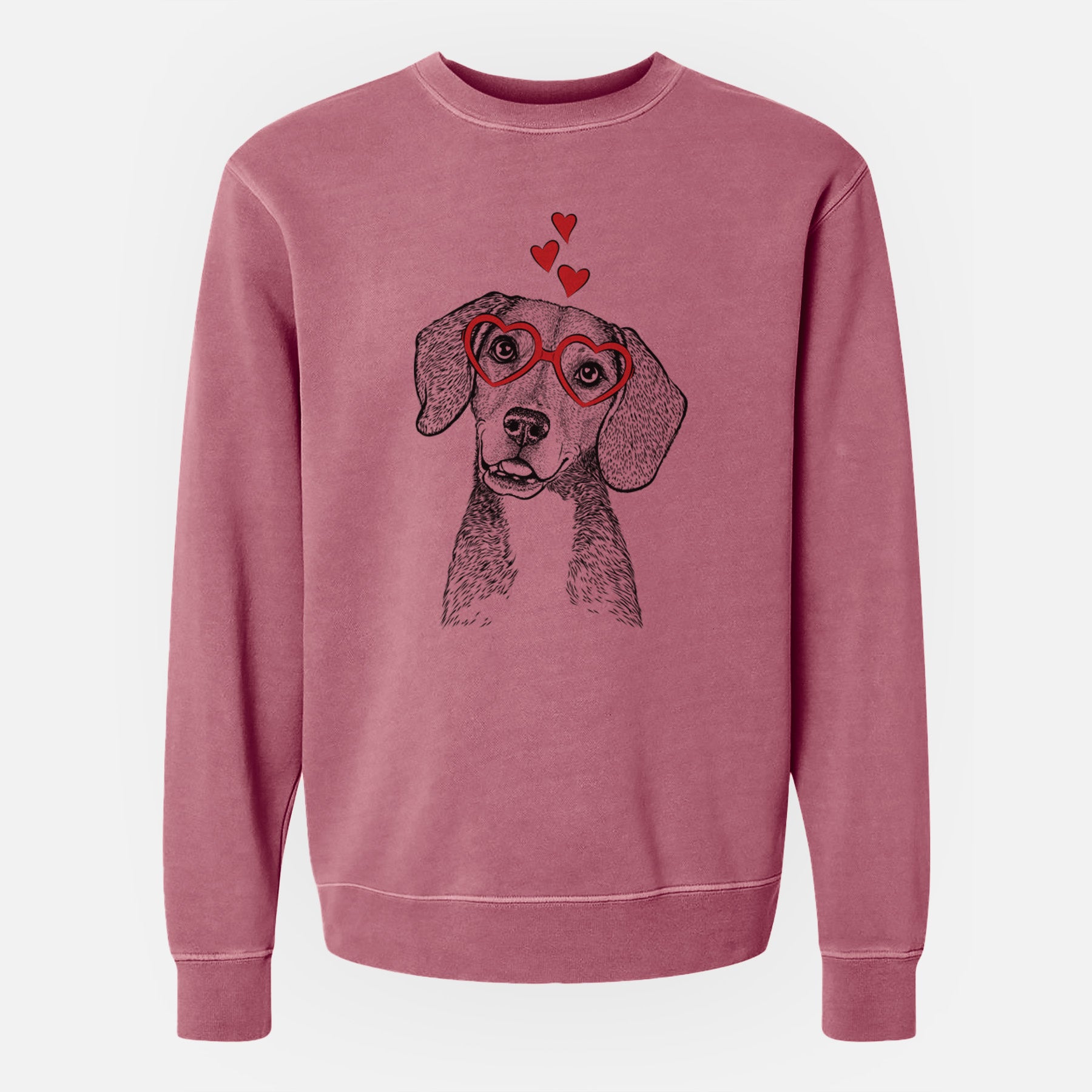 Valentine Piggy the Beagle Mix - Unisex Pigment Dyed Crew Sweatshirt