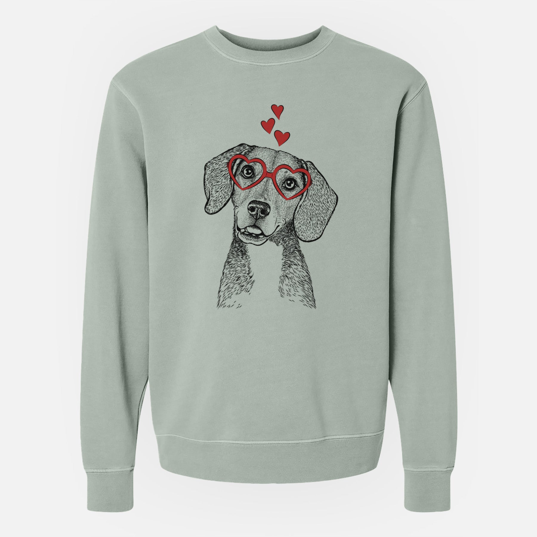 Valentine Piggy the Beagle Mix - Unisex Pigment Dyed Crew Sweatshirt