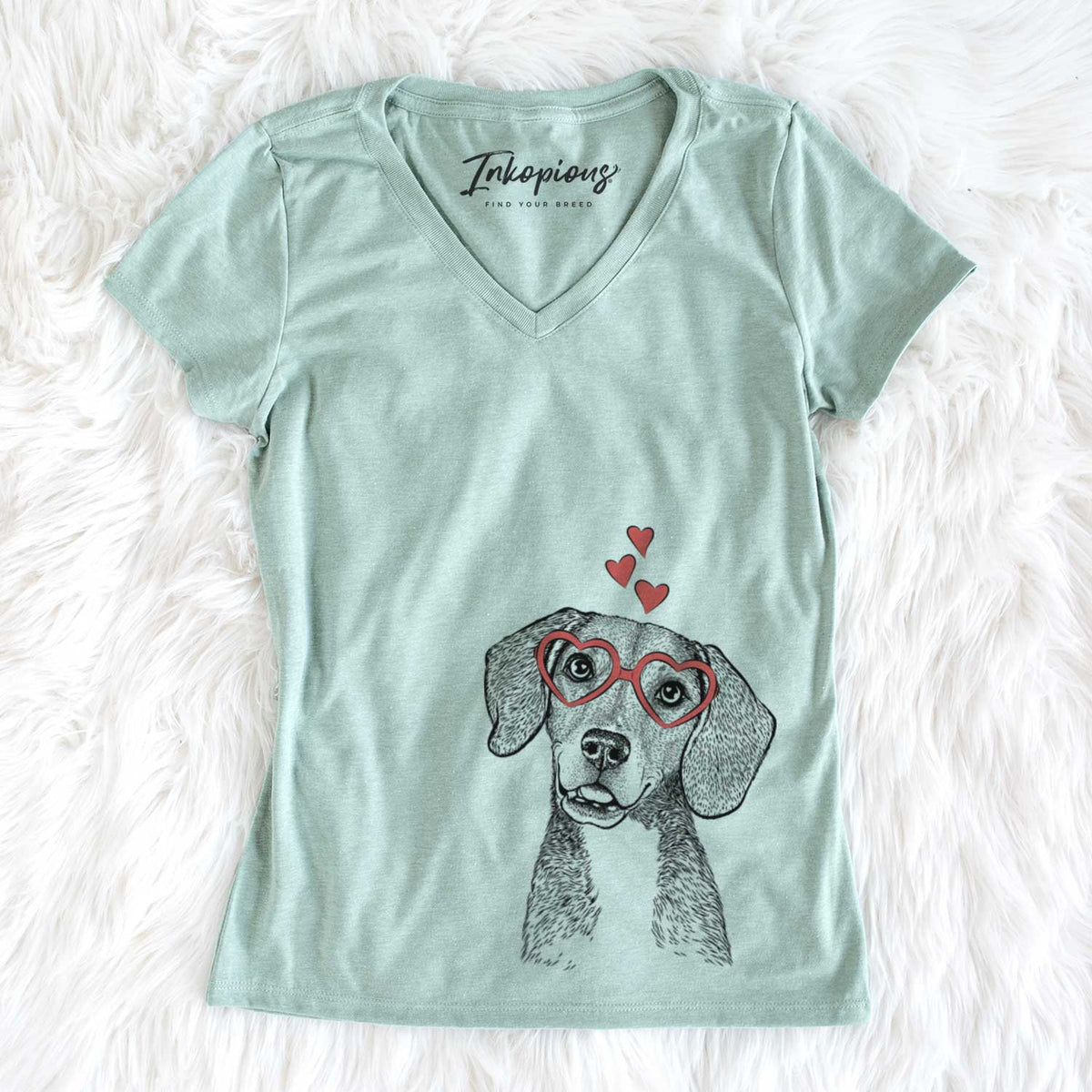 Valentine Piggy the Beagle Mix - Women&#39;s V-neck Shirt