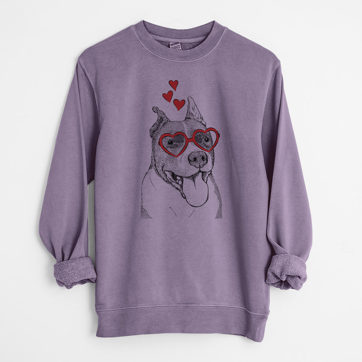 Valentine Piggy the American Staffordshire Terrier - Unisex Pigment Dyed Crew Sweatshirt