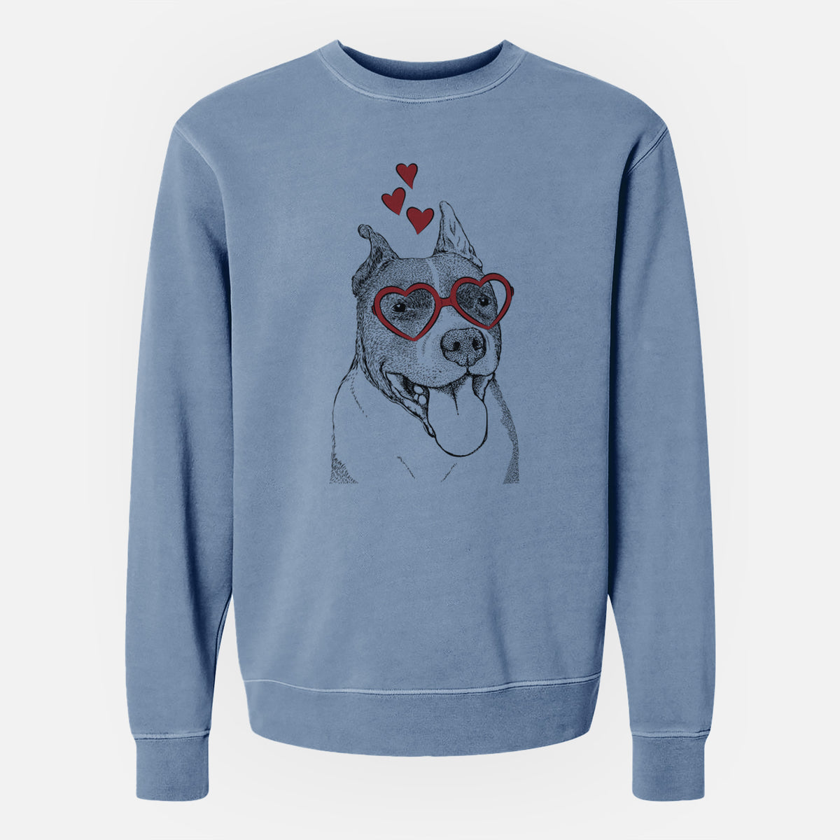 Valentine Piggy the American Staffordshire Terrier - Unisex Pigment Dyed Crew Sweatshirt