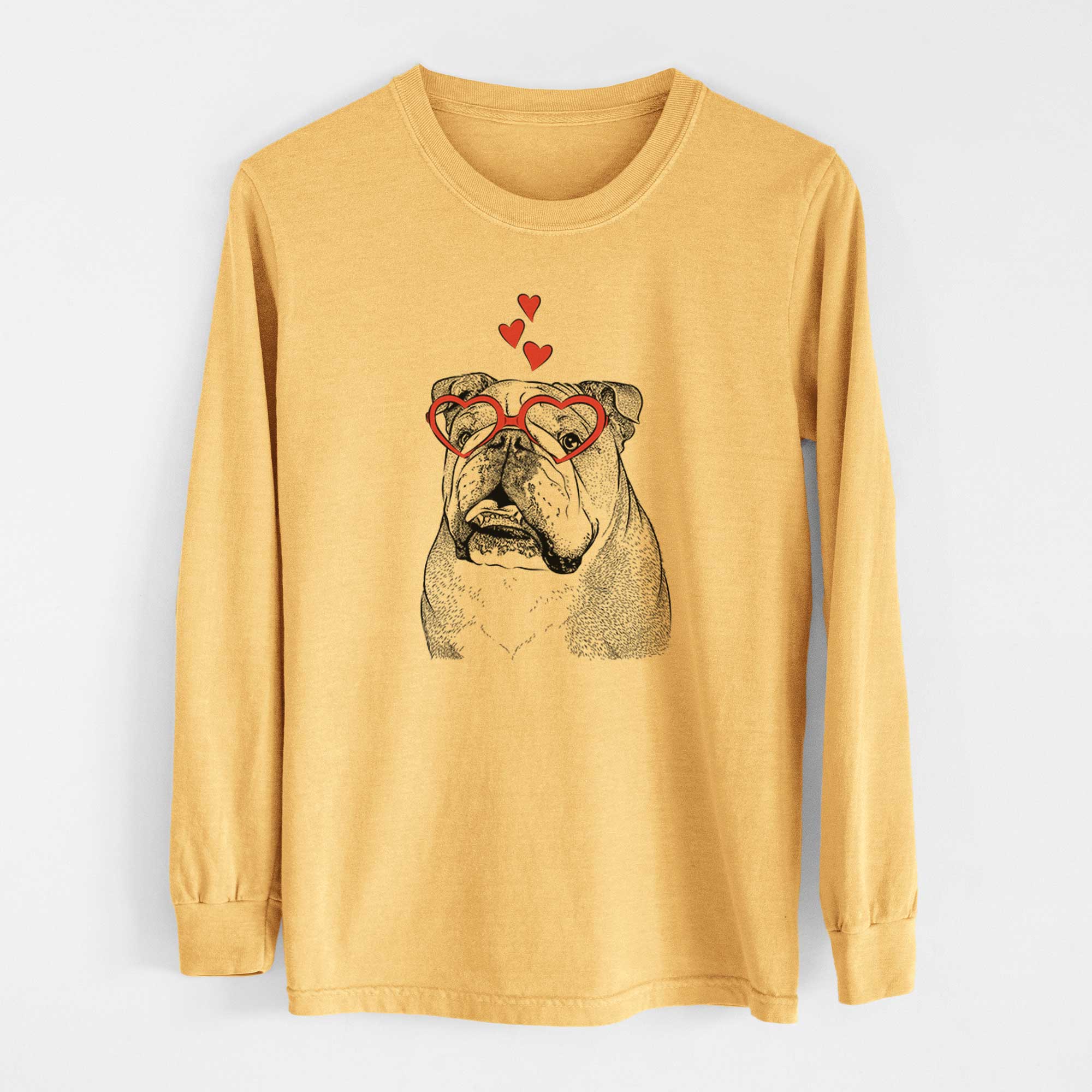 Valentine Piggy the English Bulldog - Heavyweight 100% Cotton Long Sleeve