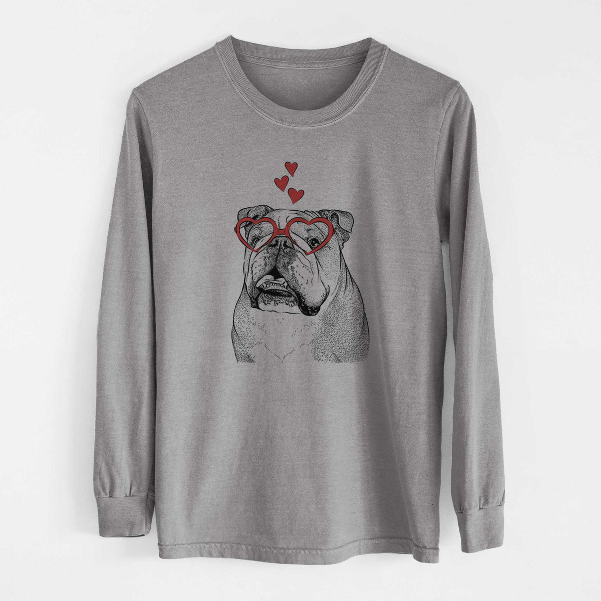 Valentine Piggy the English Bulldog - Heavyweight 100% Cotton Long Sleeve