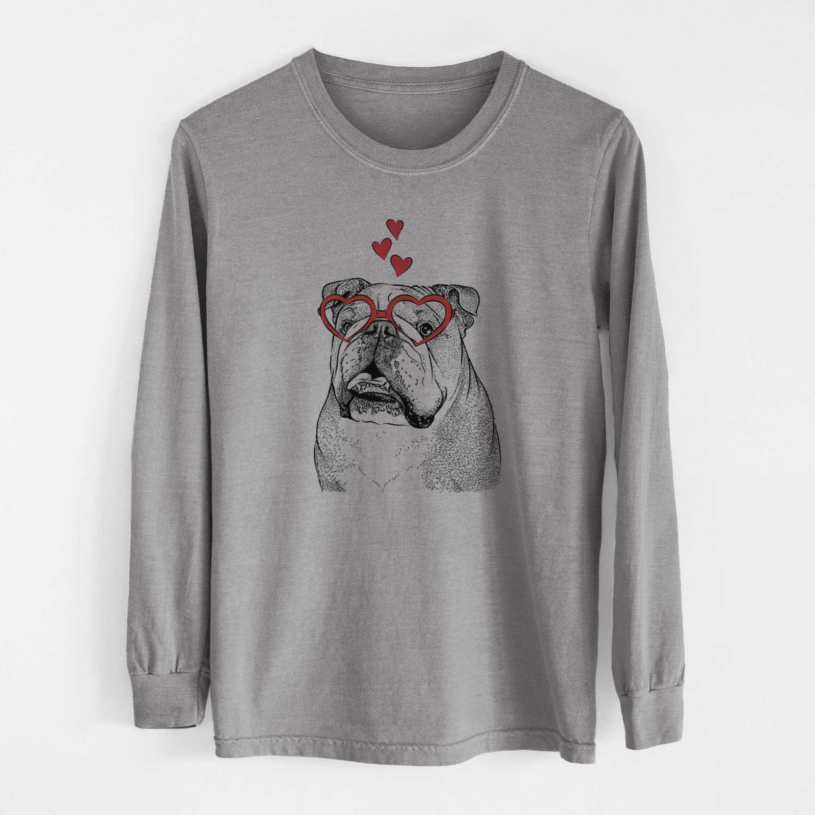 Valentine Piggy the English Bulldog - Heavyweight 100% Cotton Long Sleeve