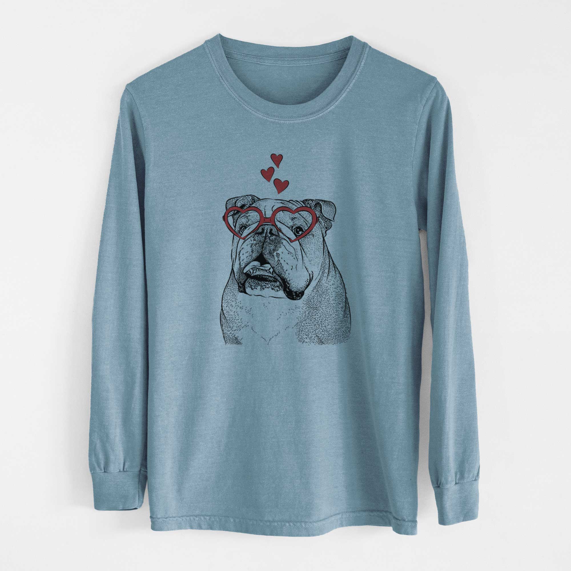 Valentine Piggy the English Bulldog - Heavyweight 100% Cotton Long Sleeve