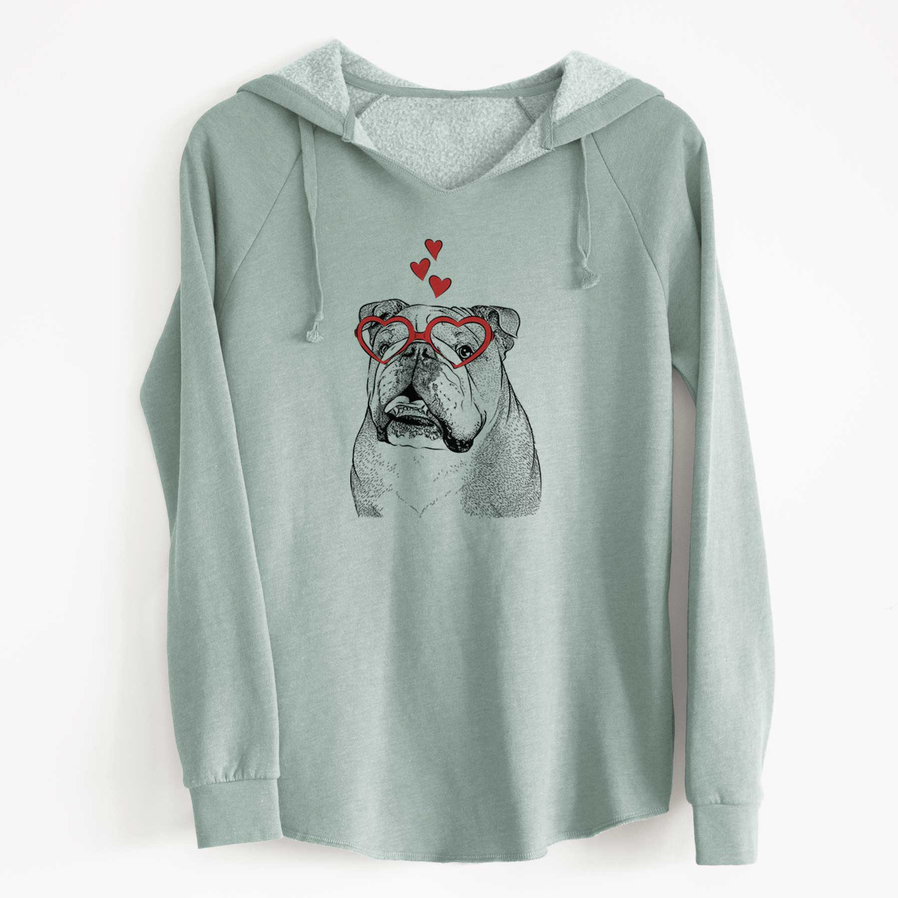 Valentine Piggy the English Bulldog - Cali Wave Hooded Sweatshirt