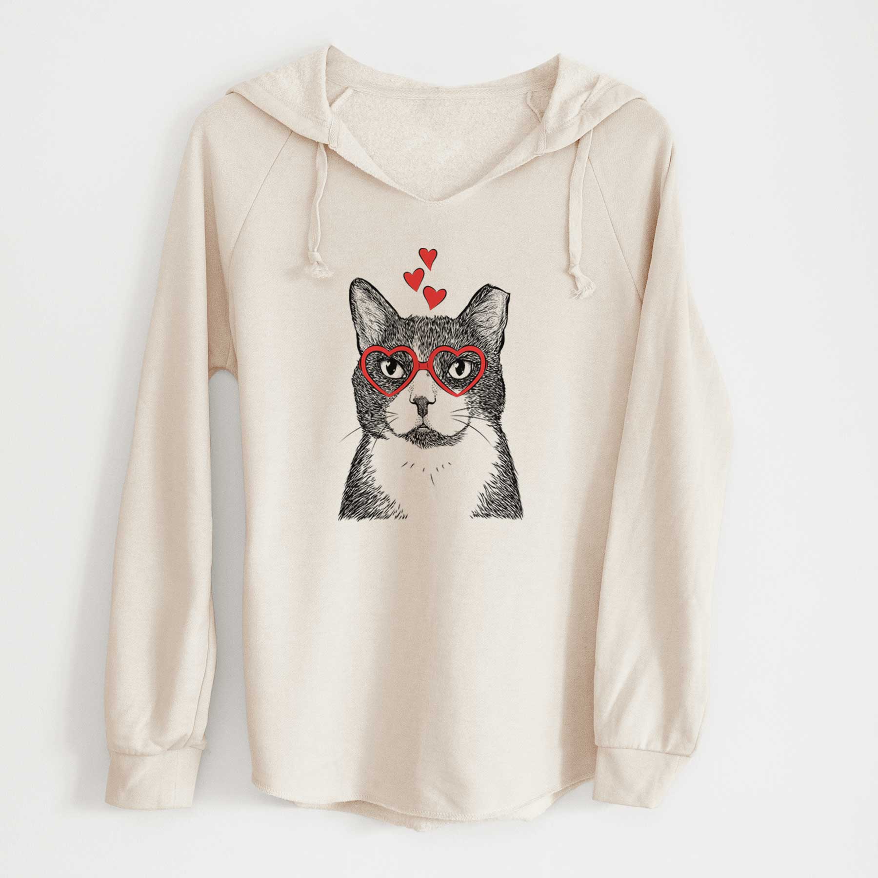 Valentine Pinky the Tuxedo Cat - Cali Wave Hooded Sweatshirt