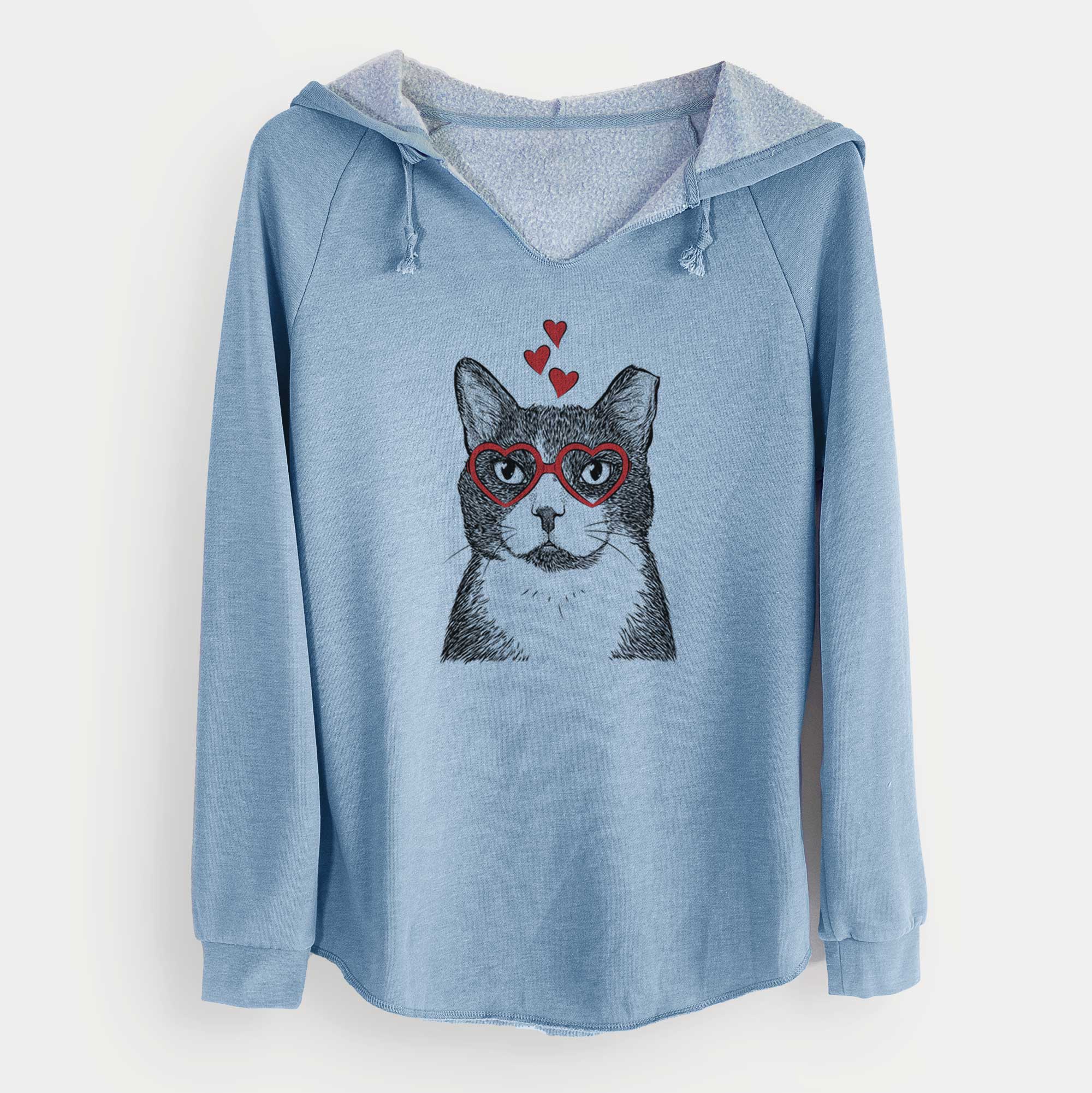 Valentine Pinky the Tuxedo Cat - Cali Wave Hooded Sweatshirt