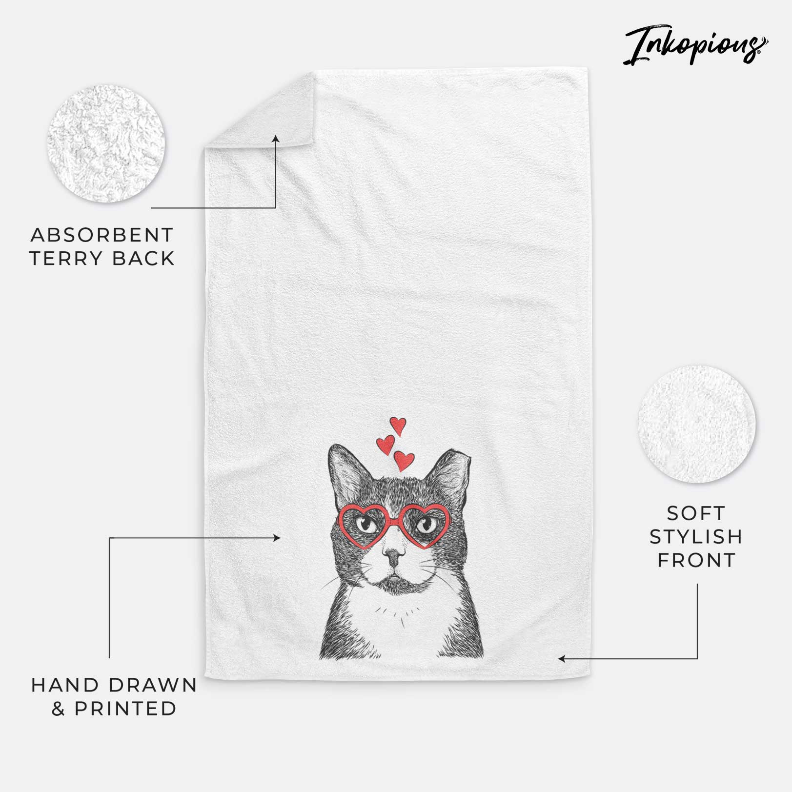 Pinky the Tuxedo Cat Decorative Hand Towel