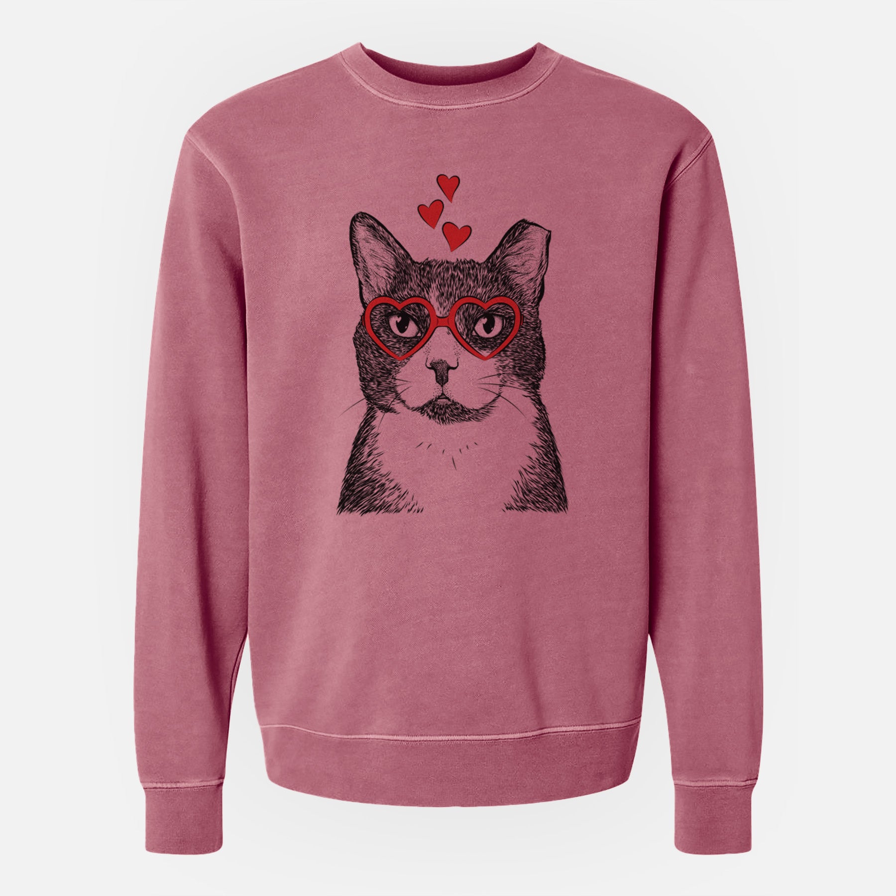 Valentine Pinky the Tuxedo Cat - Unisex Pigment Dyed Crew Sweatshirt