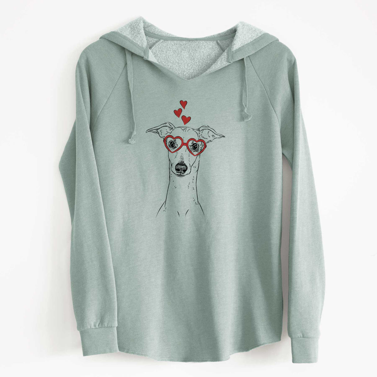 Valentine Pip the Italian Greyhound - Cali Wave Hooded Sweatshirt