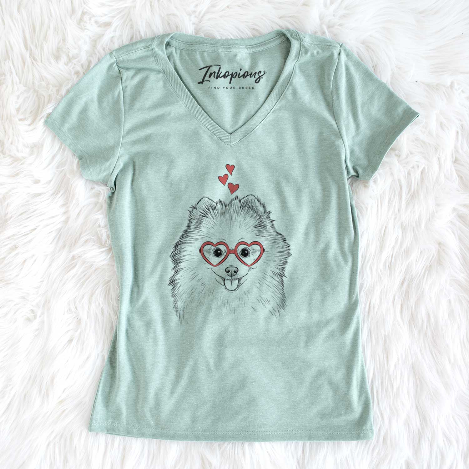 Valentine Piper Jo the Pomeranian - Women's V-neck Shirt