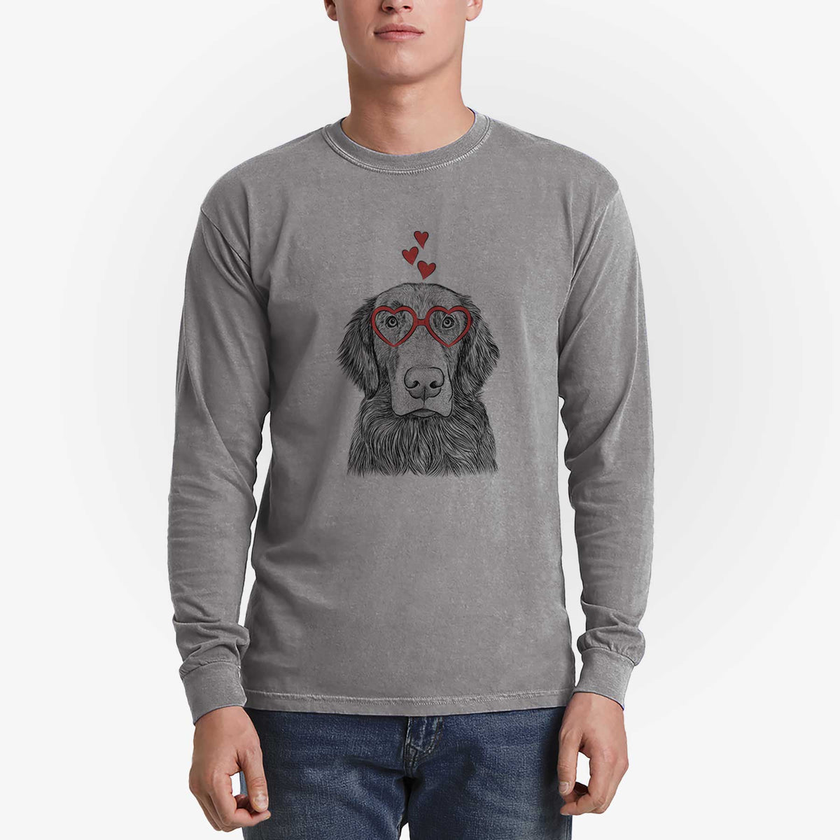 Valentine Pippin the Flat Coated Retriever - Heavyweight 100% Cotton Long Sleeve