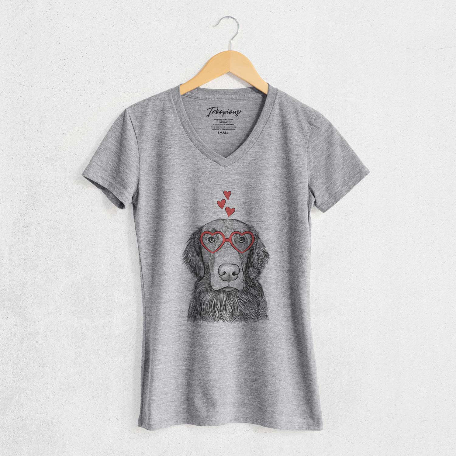 Valentine Pippin the Flat Coated Retriever - Women's V-neck Shirt