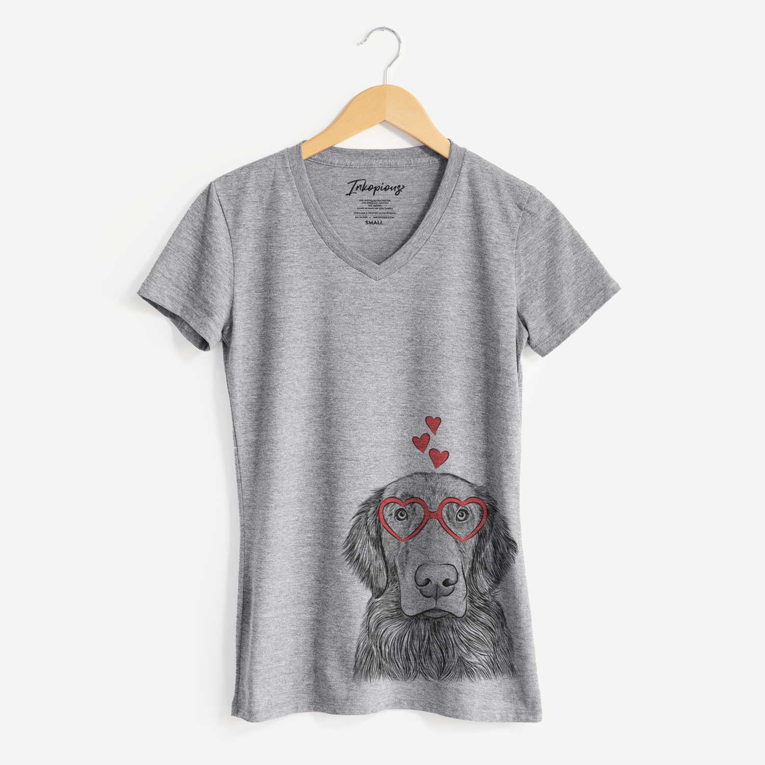 Valentine Pippin the Flat Coated Retriever - Women's V-neck Shirt