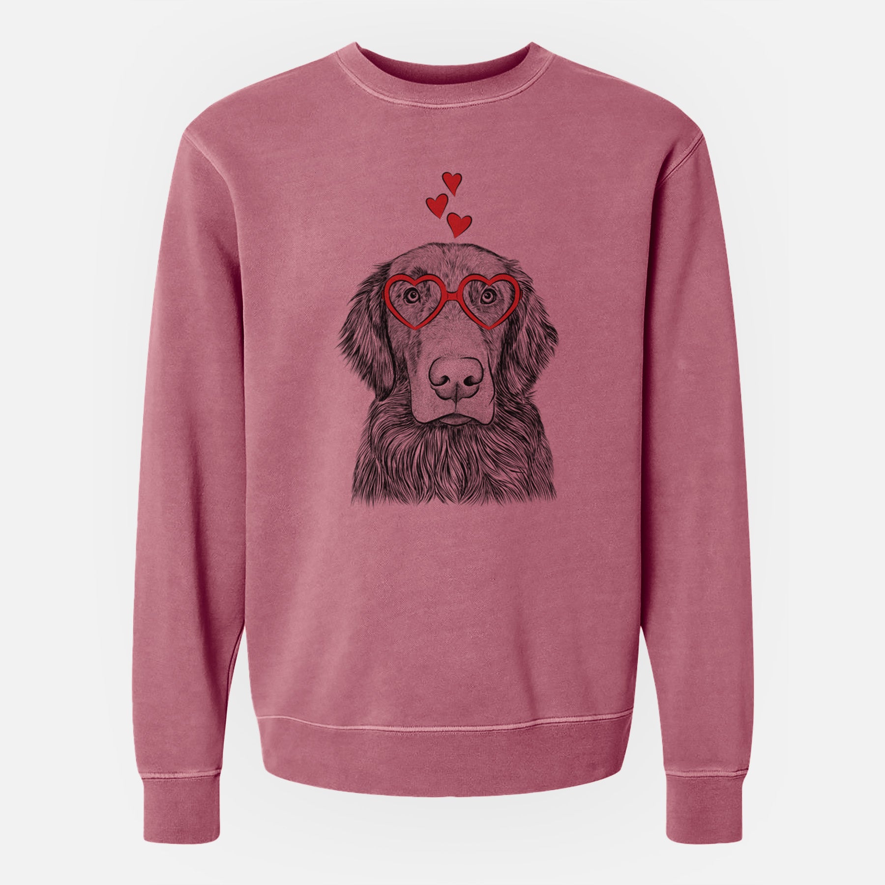 Valentine Pippin the Flat Coated Retriever - Unisex Pigment Dyed Crew Sweatshirt