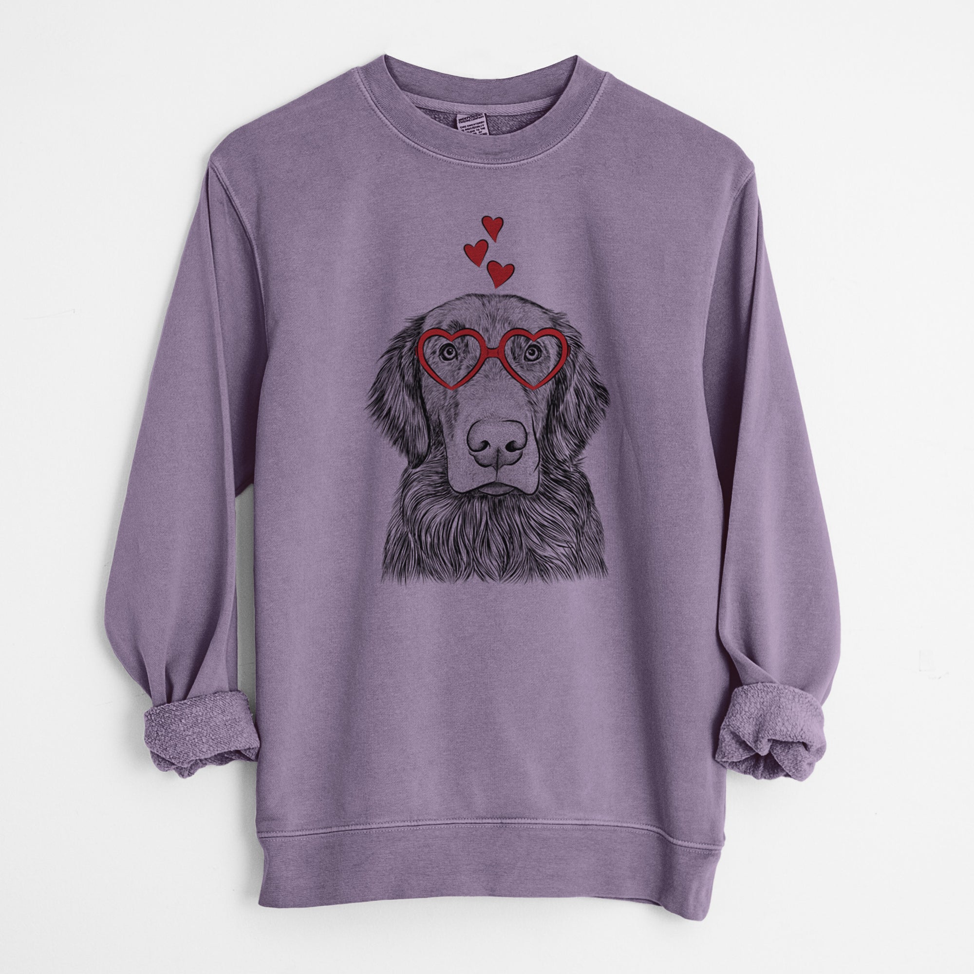 Valentine Pippin the Flat Coated Retriever - Unisex Pigment Dyed Crew Sweatshirt