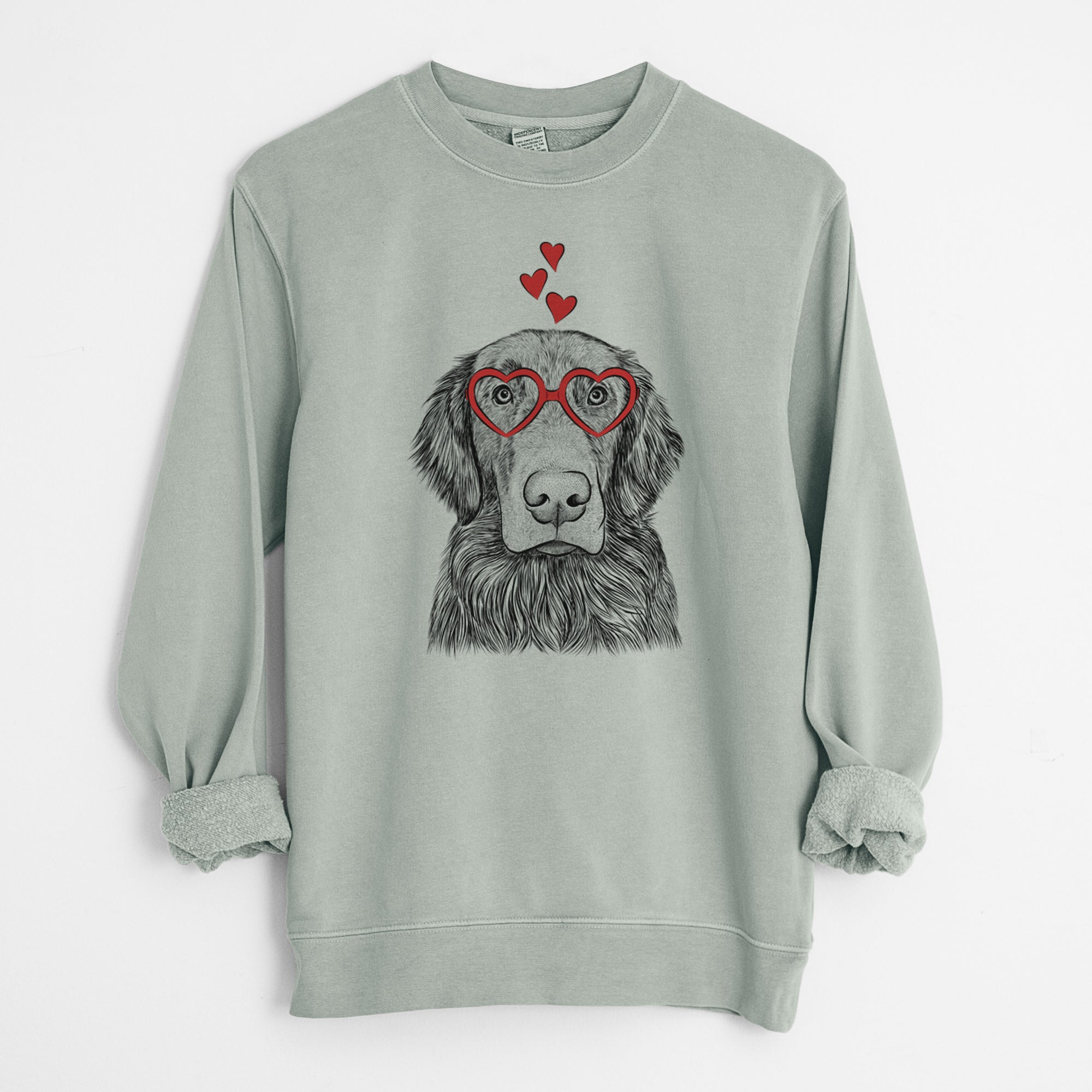 Valentine Pippin the Flat Coated Retriever - Unisex Pigment Dyed Crew Sweatshirt