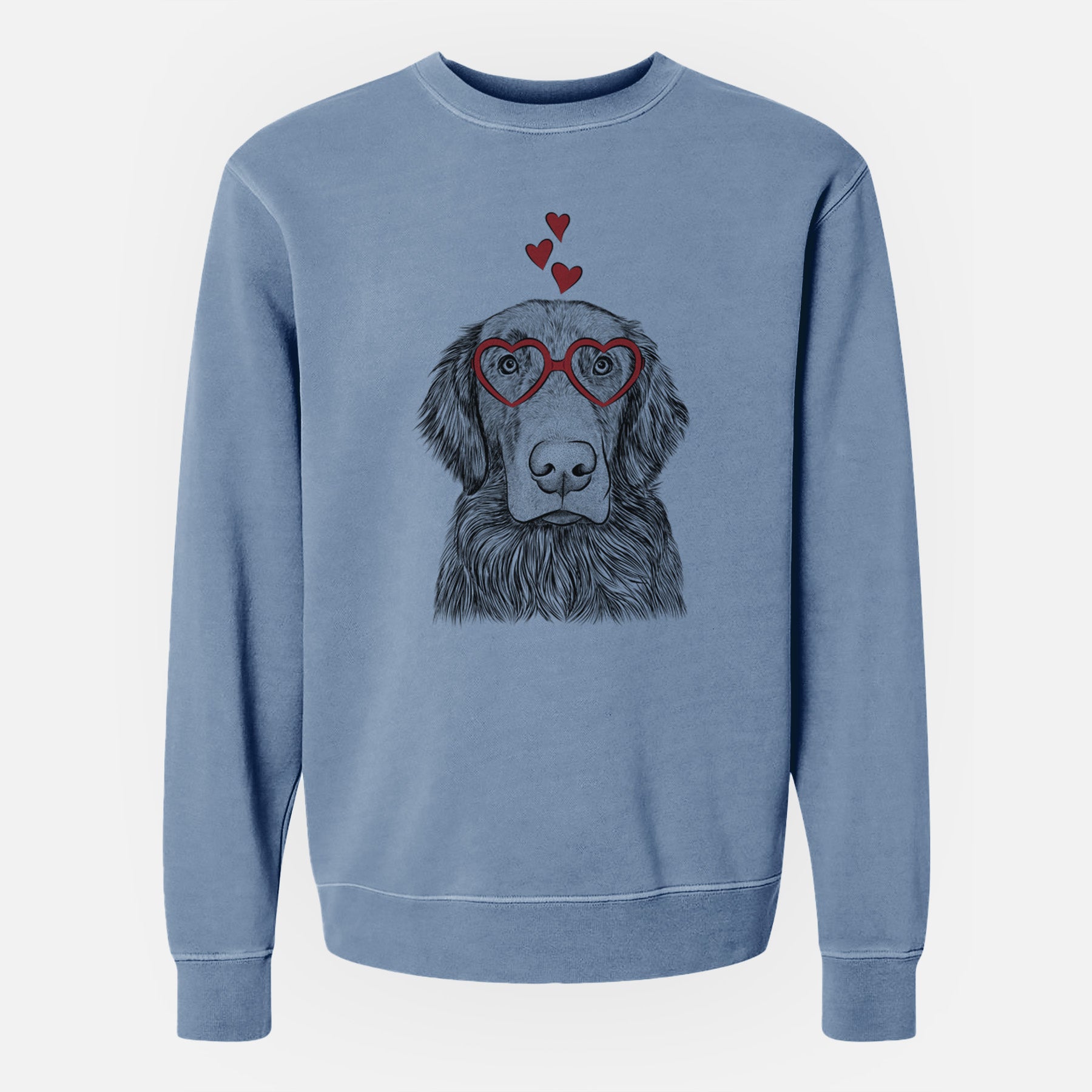 Valentine Pippin the Flat Coated Retriever - Unisex Pigment Dyed Crew Sweatshirt