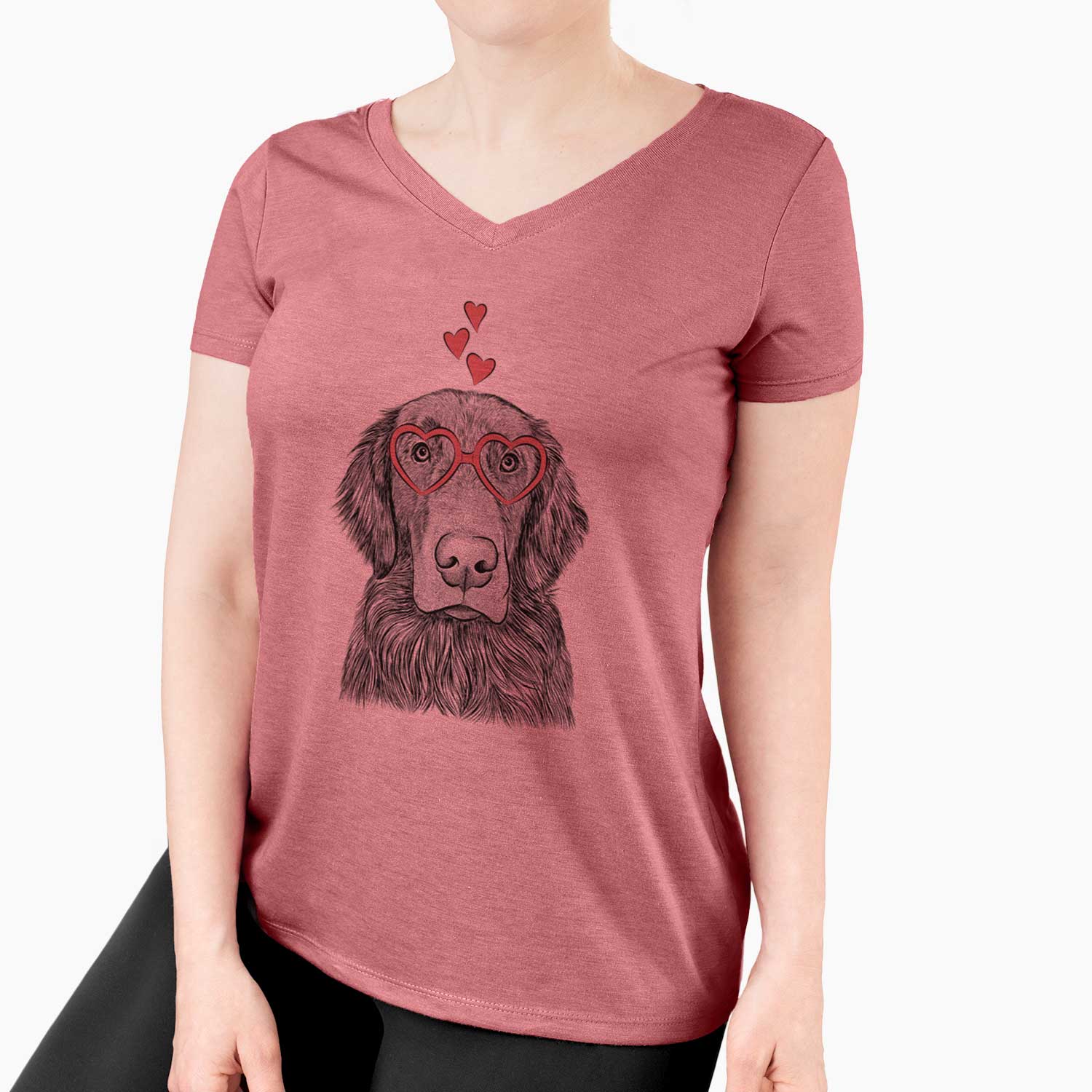 Valentine Pippin the Flat Coated Retriever - Women's V-neck Shirt