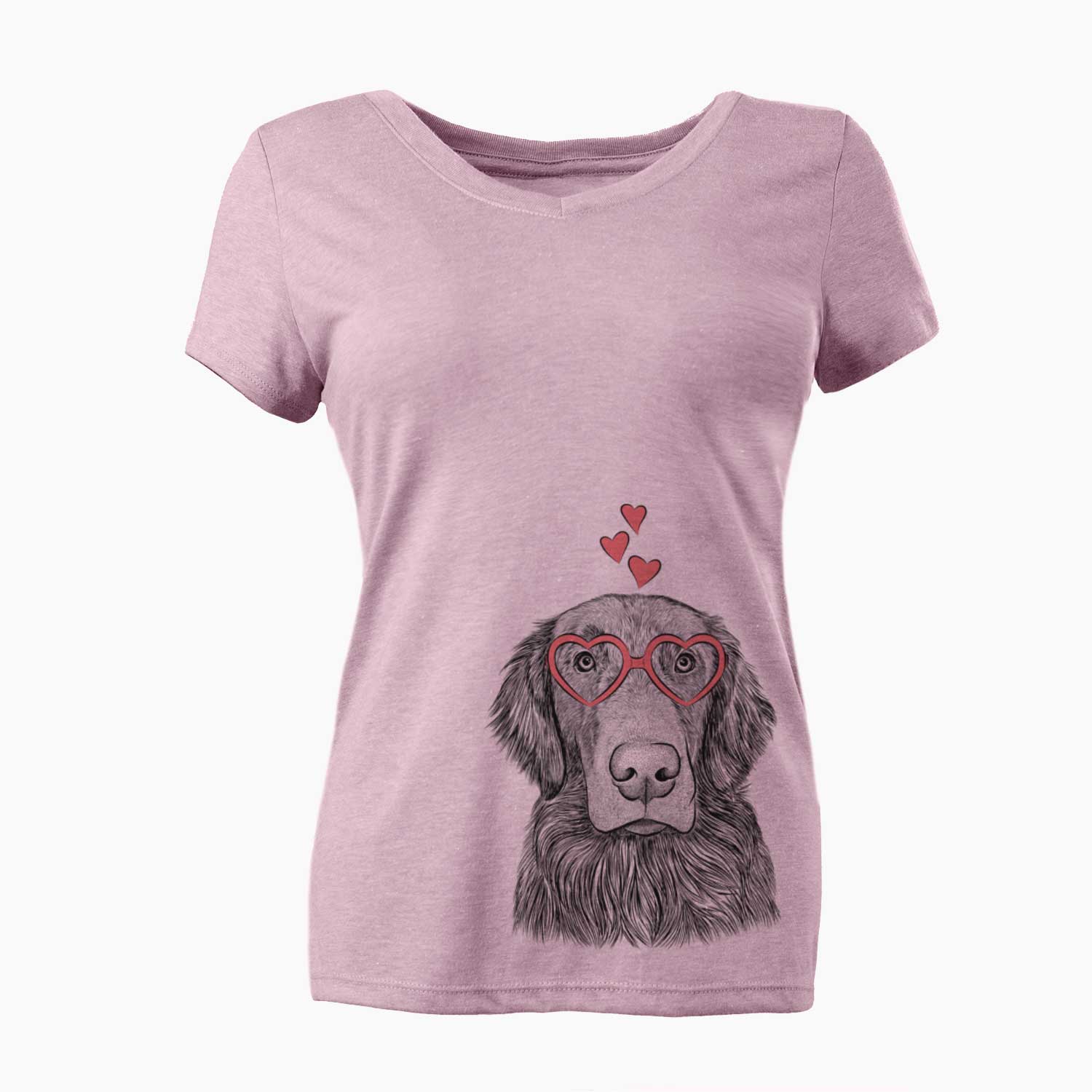 Valentine Pippin the Flat Coated Retriever - Women's V-neck Shirt